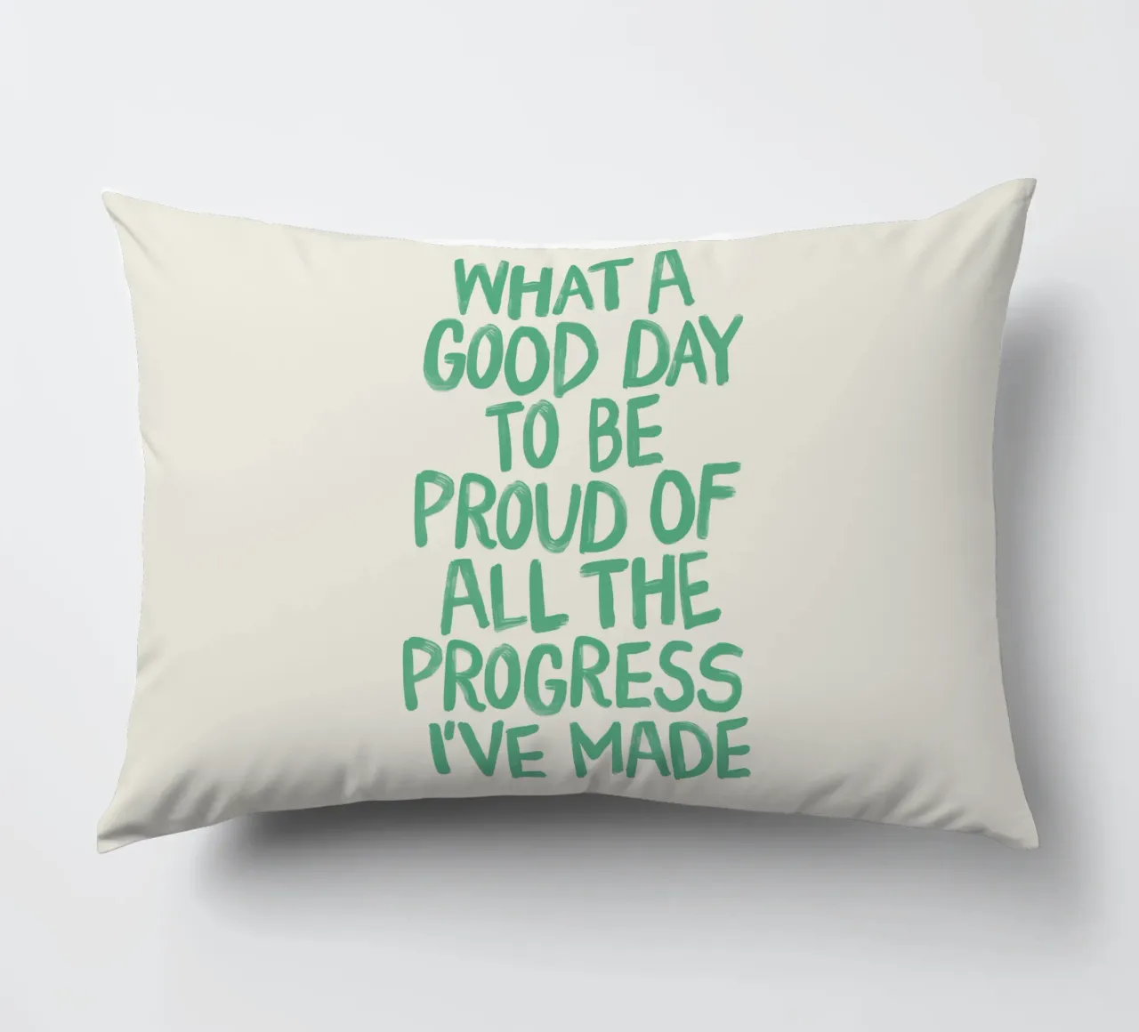 What a Good Day to Be Proud of All the Progress I've Made decorative cushion by THE MOTIVATED TYPE