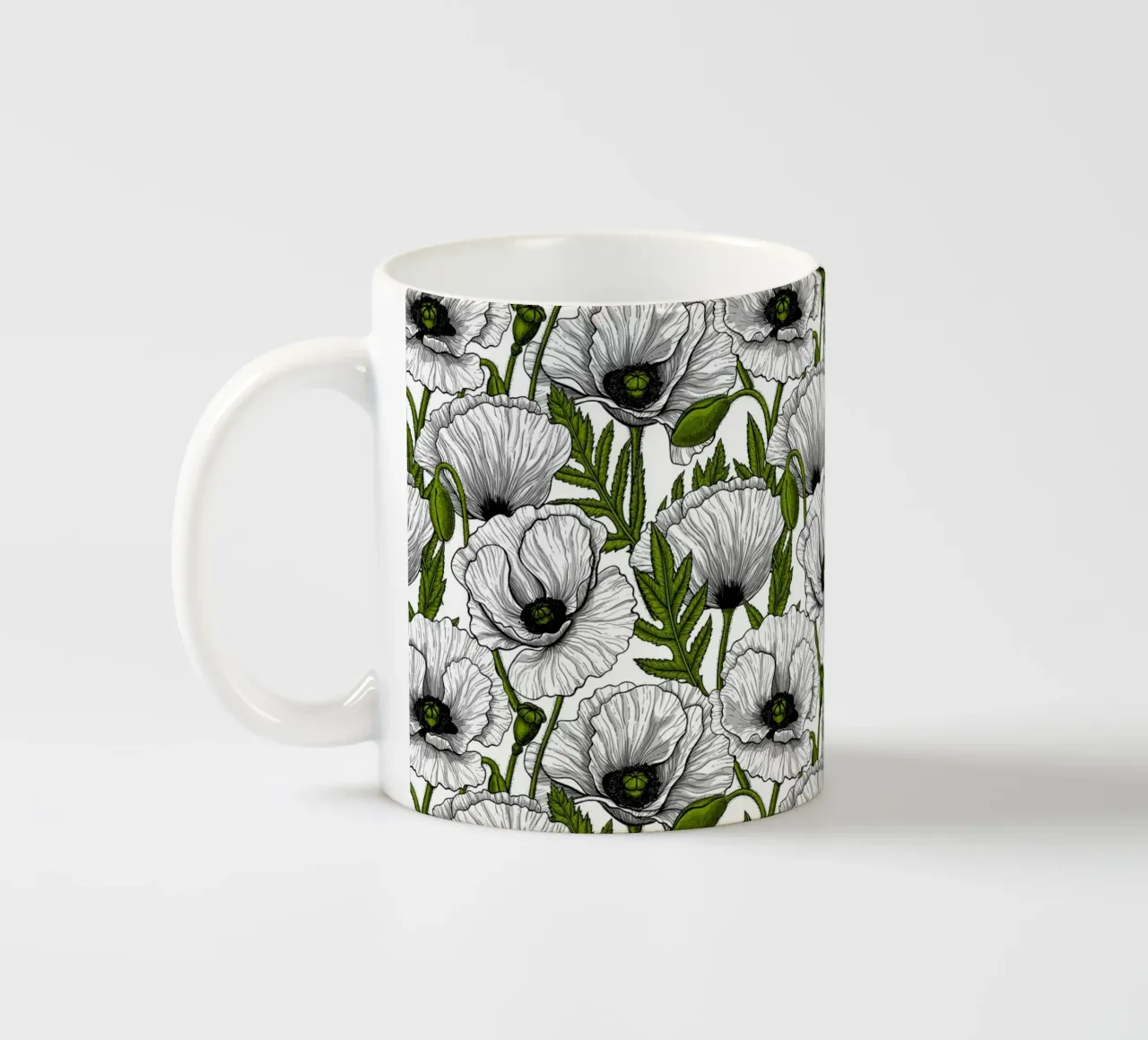 Papaveri bianchi tazza in ceramica da Painted Nature