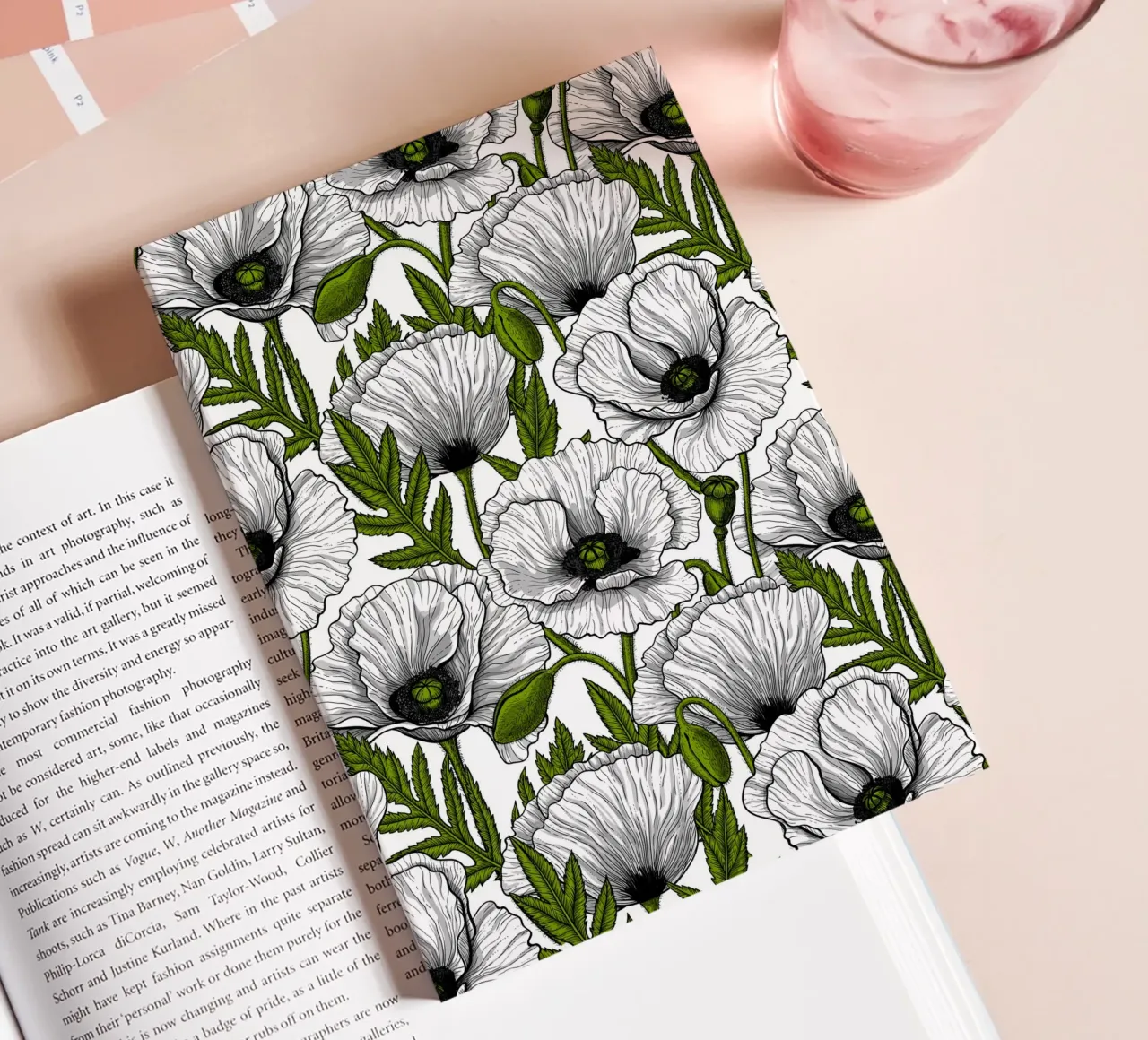 White poppies notebook by Painted Nature