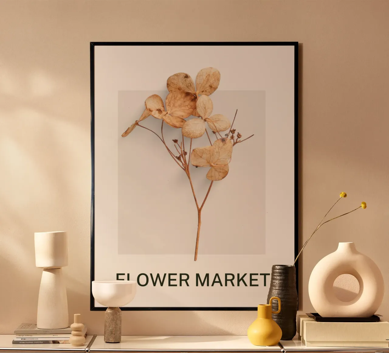 Mercato dei fiori poster con telaio in legno da Studio Remiér