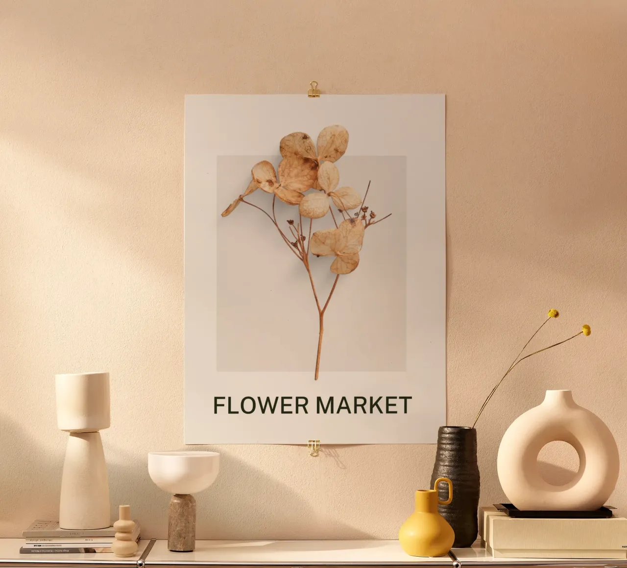 Mercato dei fiori poster con telaio in legno da Studio Remiér