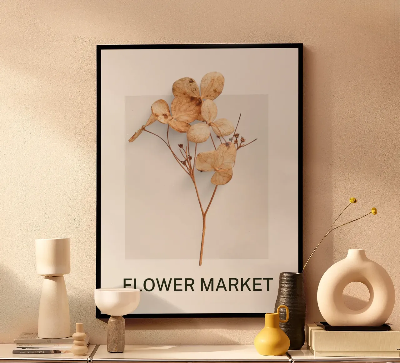 Mercato dei fiori poster con telaio in legno da Studio Remiér