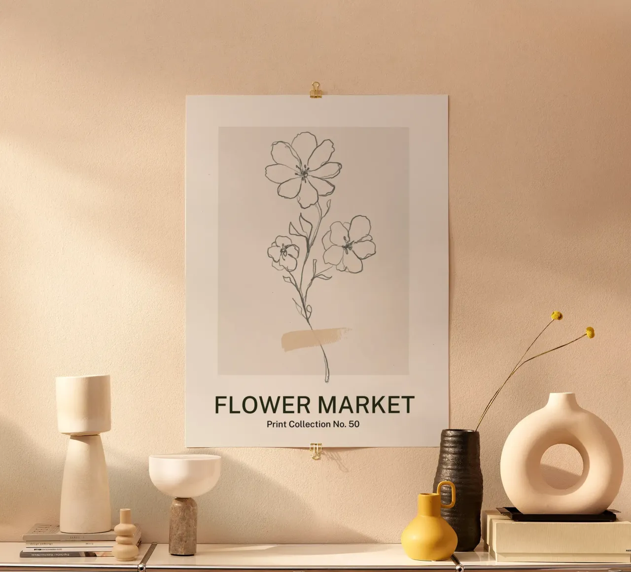 Bloemenmarkt poster met houten frame van Studio Remiér