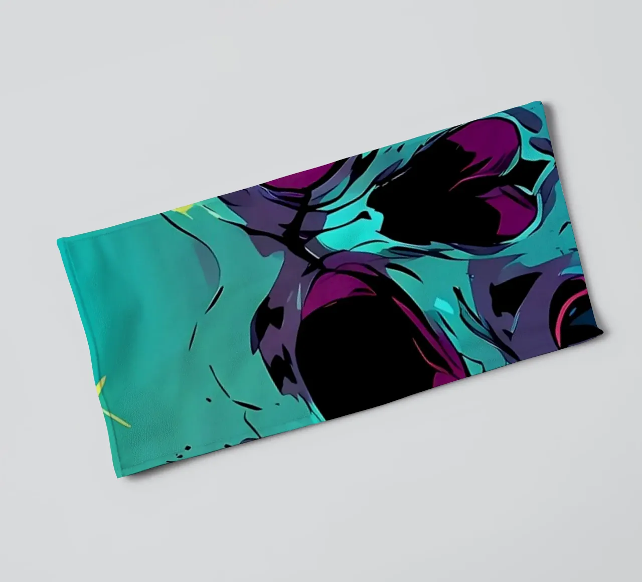 Neon Skull with Roses towel by diedrich
