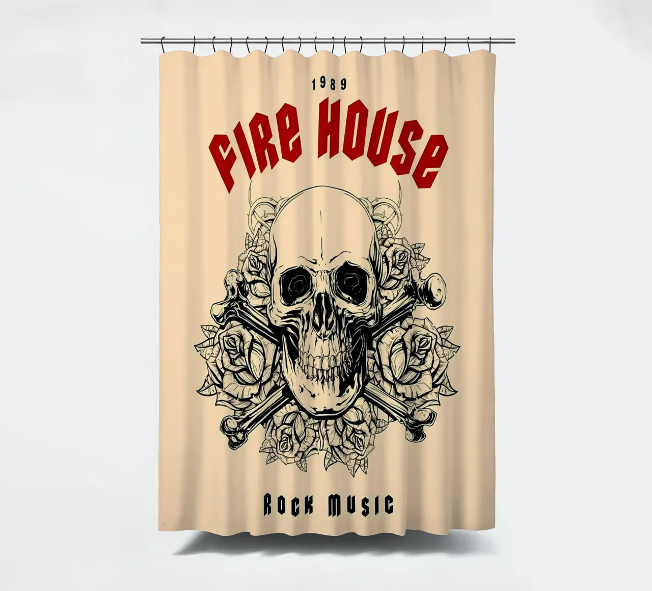Firehouse Rock Music Skull shower curtain by diedrich