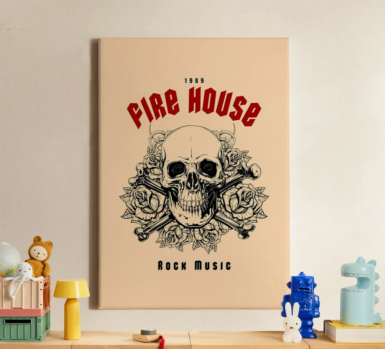 Cranio musicale Firehouse Rock tela con Cornice a cassetta da diedrich