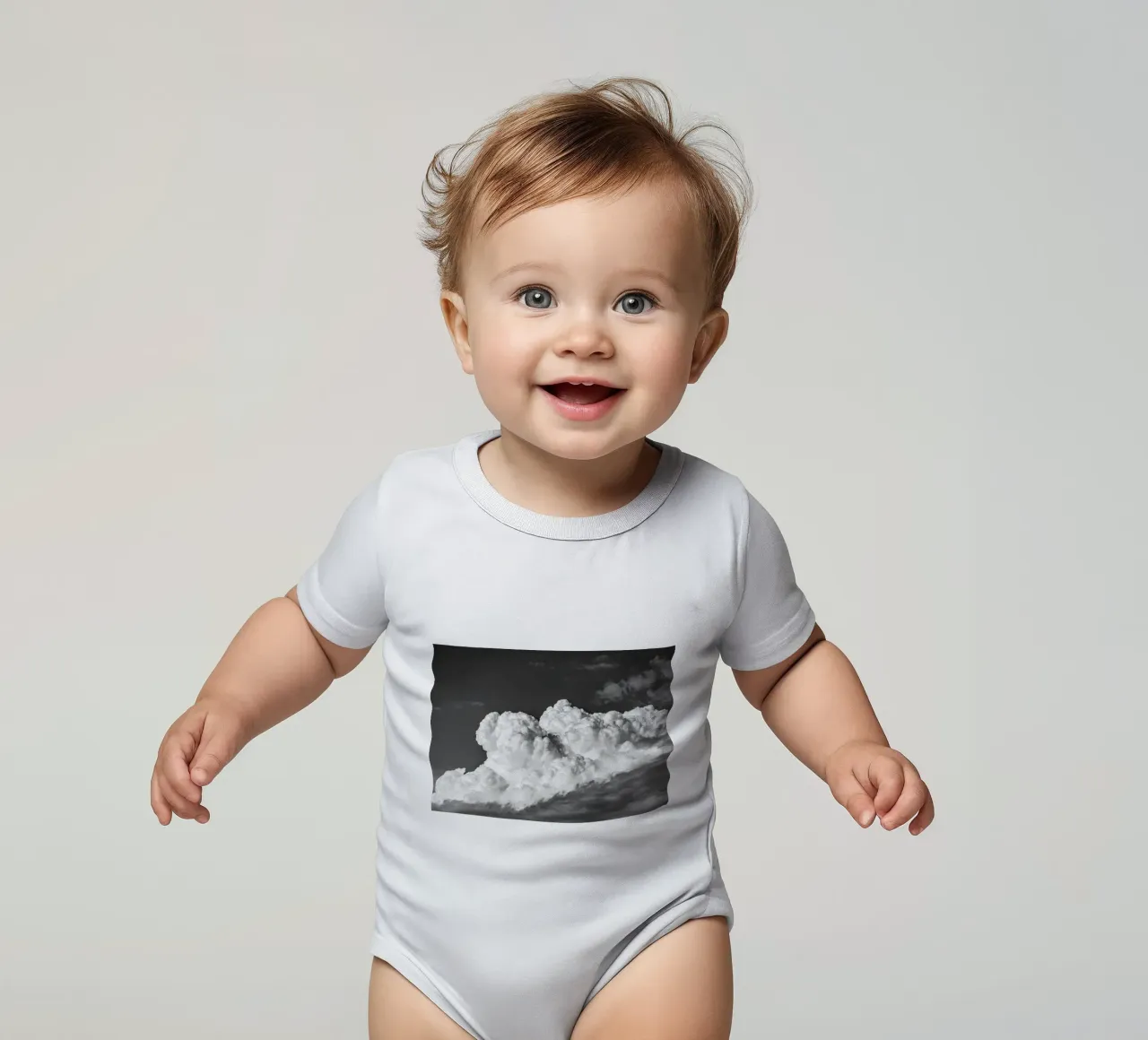 Movement in Sky #2 short-sleeve baby romper by rafael campezato