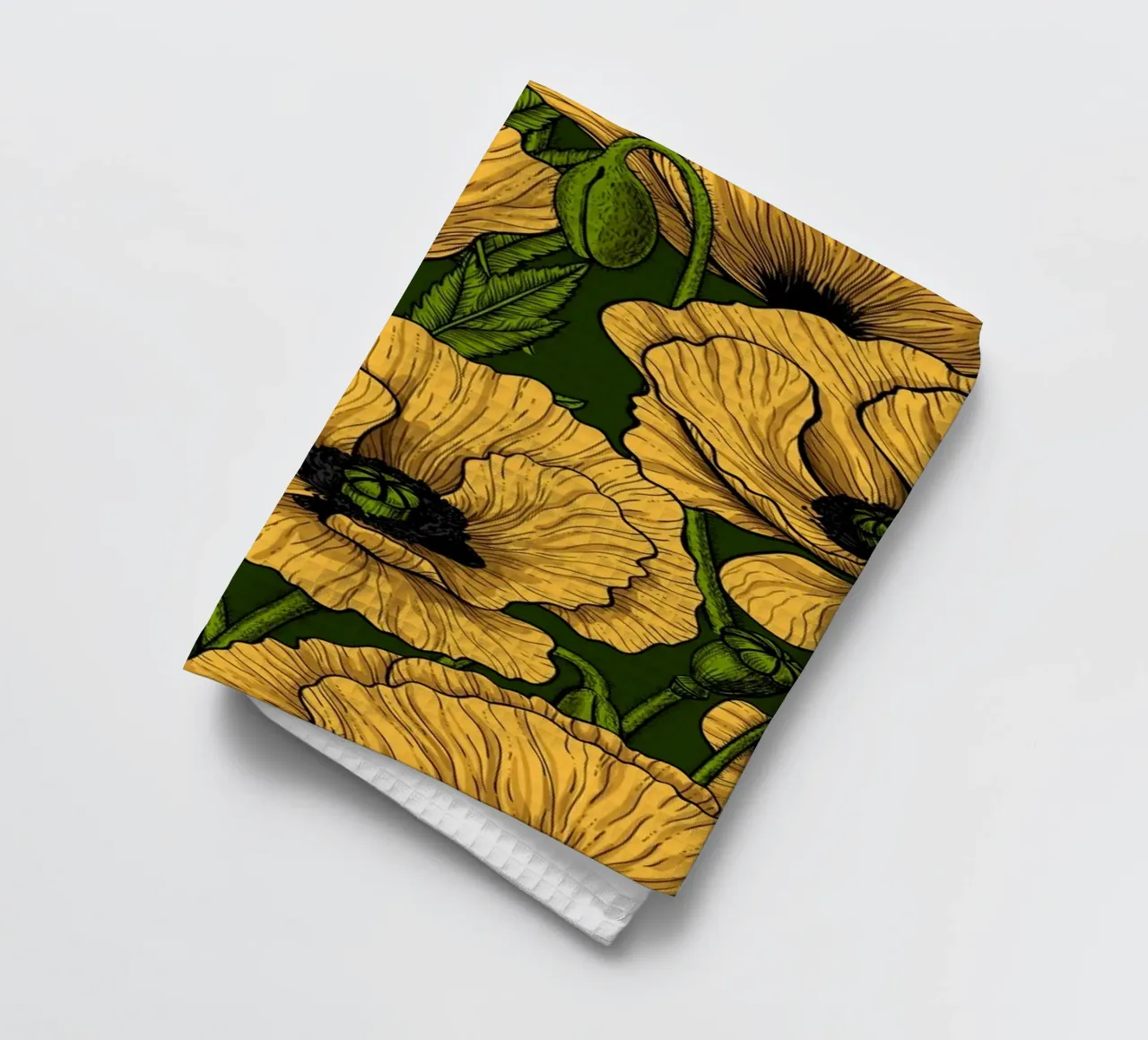 Gele klaproos tuin theedoek van Painted Nature