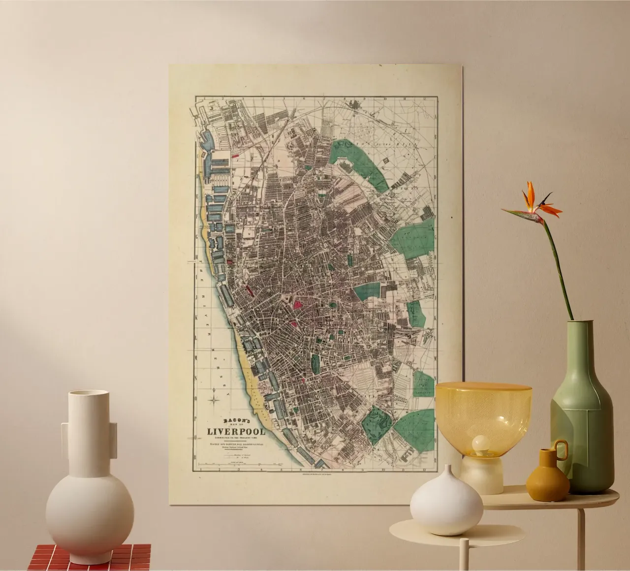 Liverpool, England, Bacon Pocket Map Of poster da Artokoloro Quint Lox Ltd