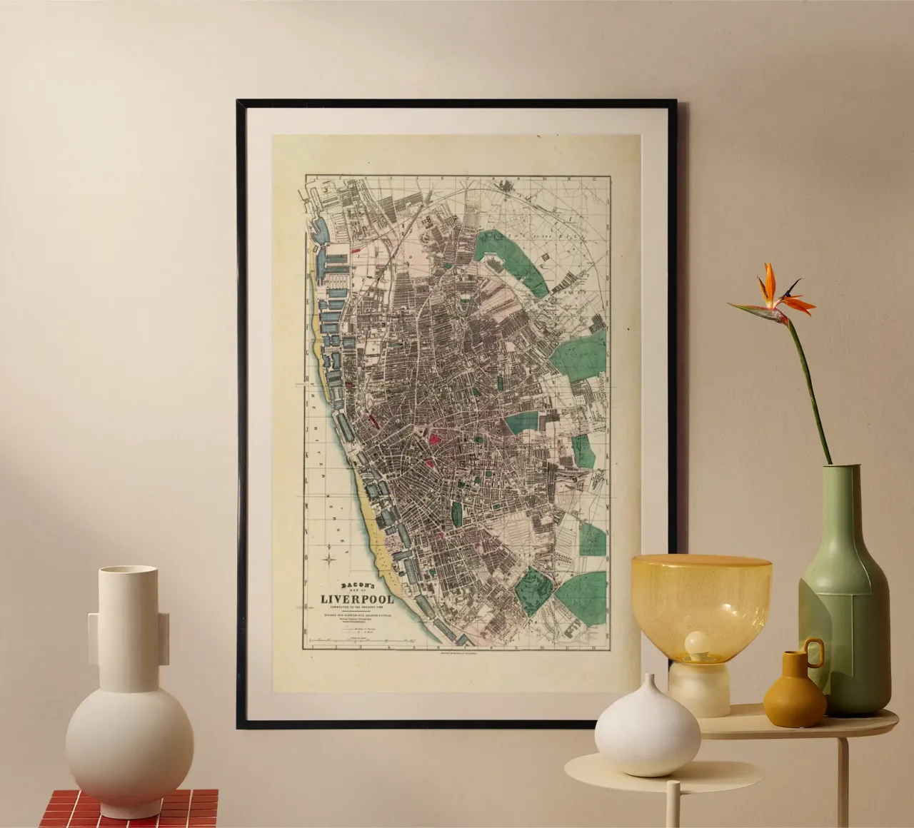 Liverpool, England, Bacon Pocket Map Of poster da Artokoloro Quint Lox Ltd