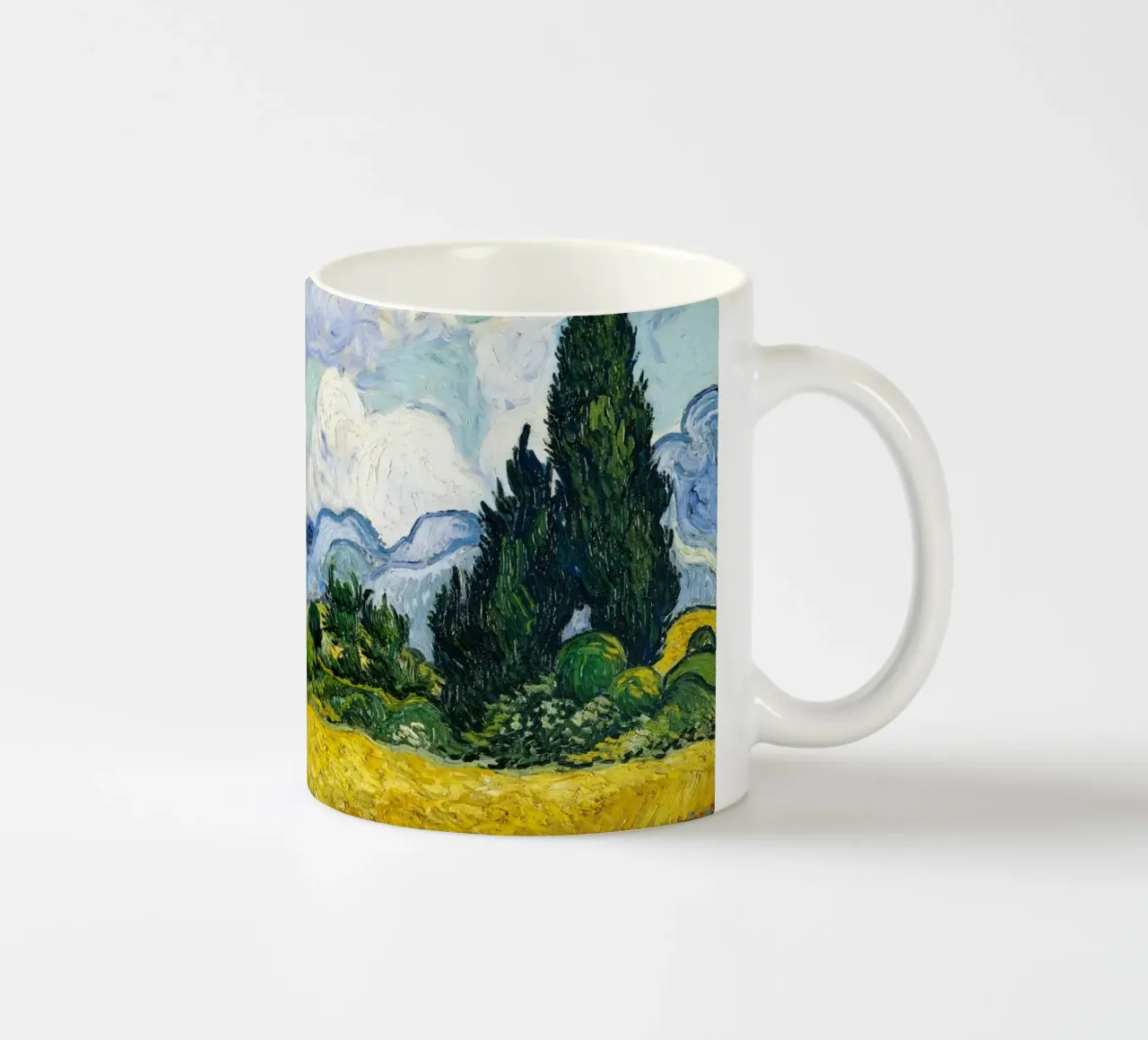 Vincent Van Gogh's Wheat Field with Cypresses (1889). tazza in ceramica da Venus Art