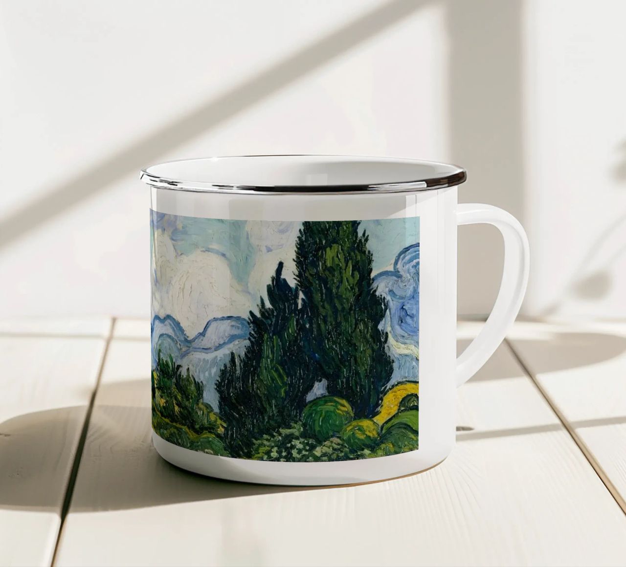 Vincent Van Gogh's Wheat Field with Cypresses (1889). tazza in smalto da Venus Art