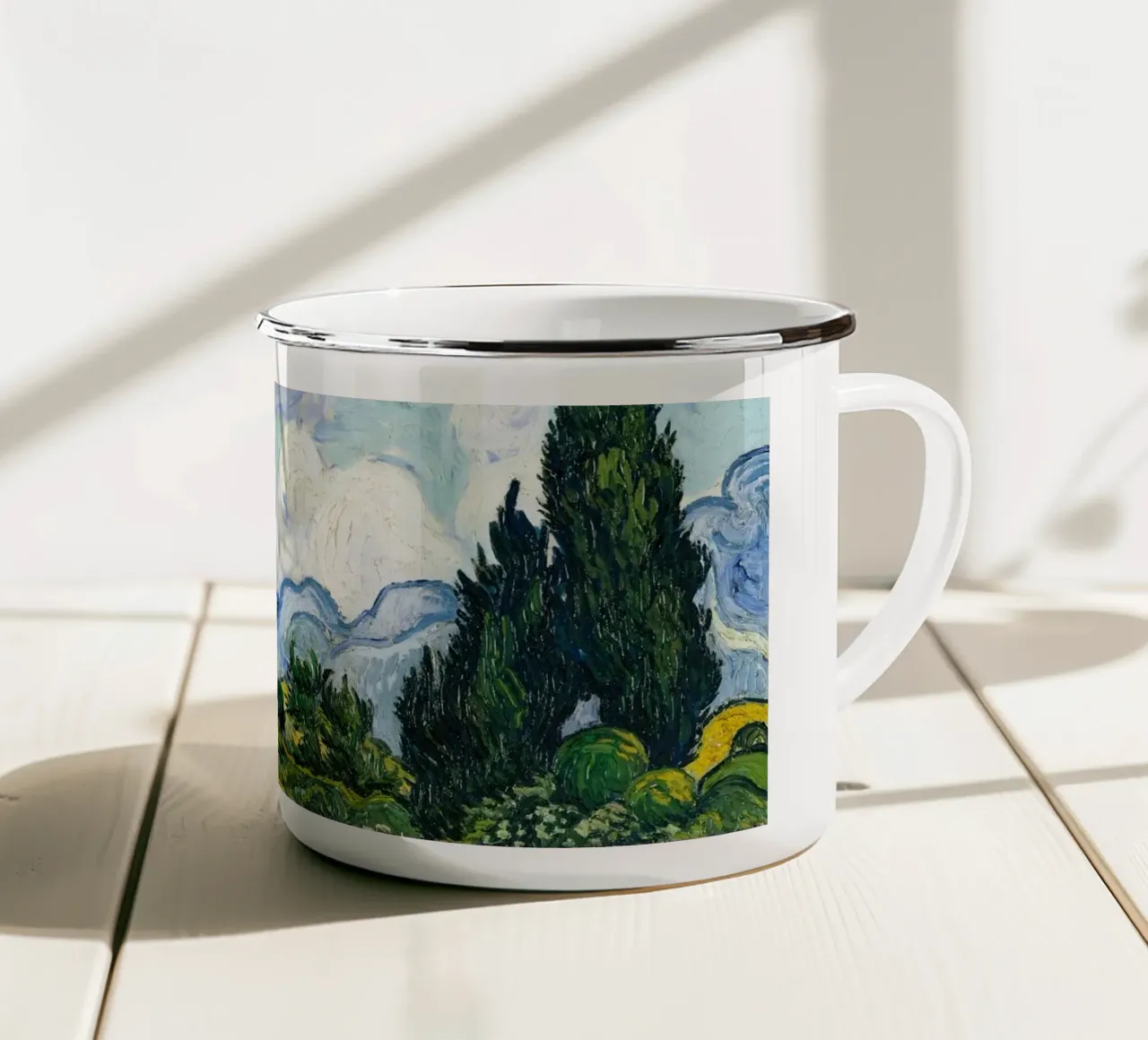 Vincent Van Gogh's Wheat Field with Cypresses (1889). tazza in smalto da Venus Art