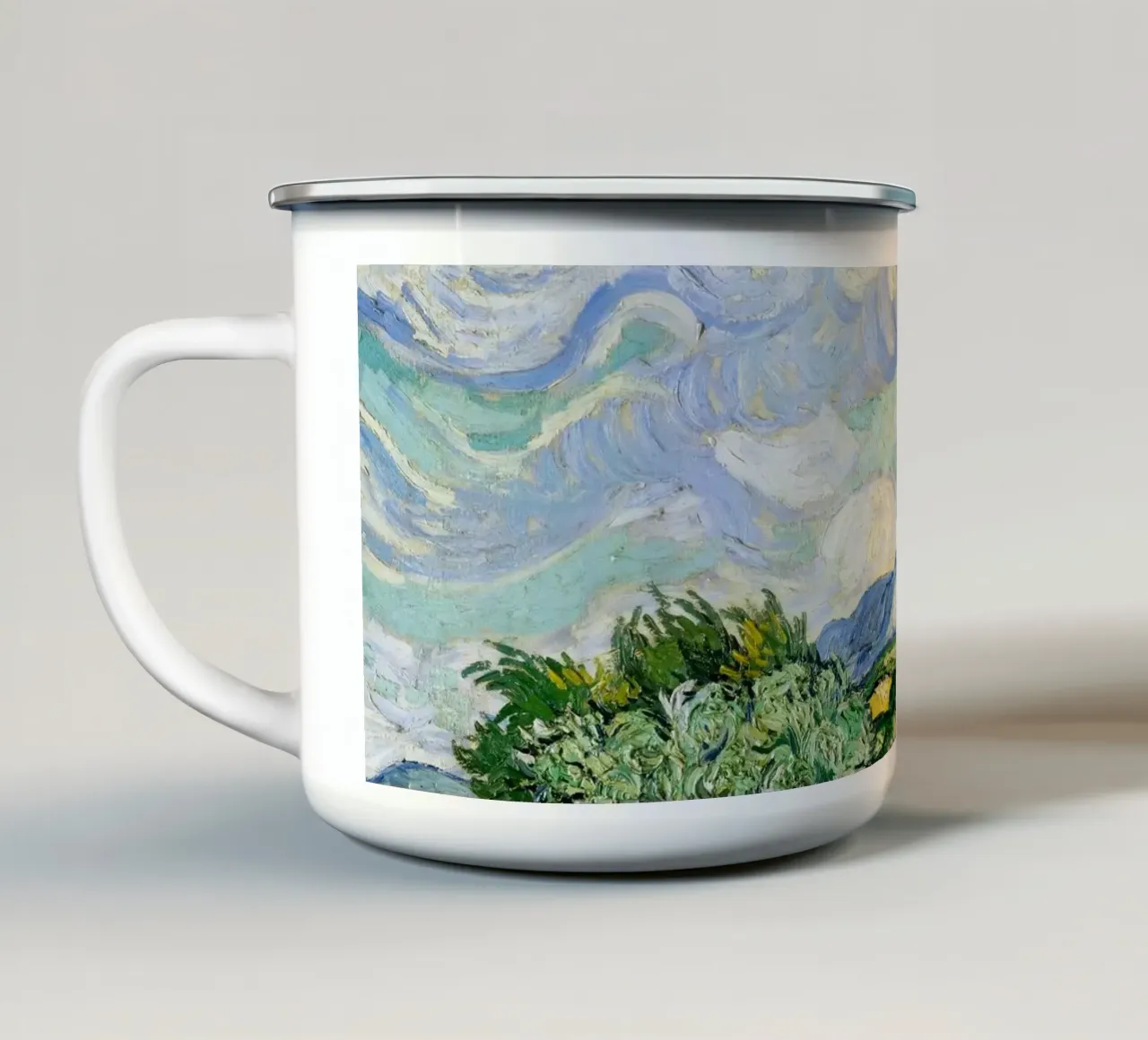Vincent Van Gogh's Wheat Field with Cypresses (1889). tazza in smalto da Venus Art