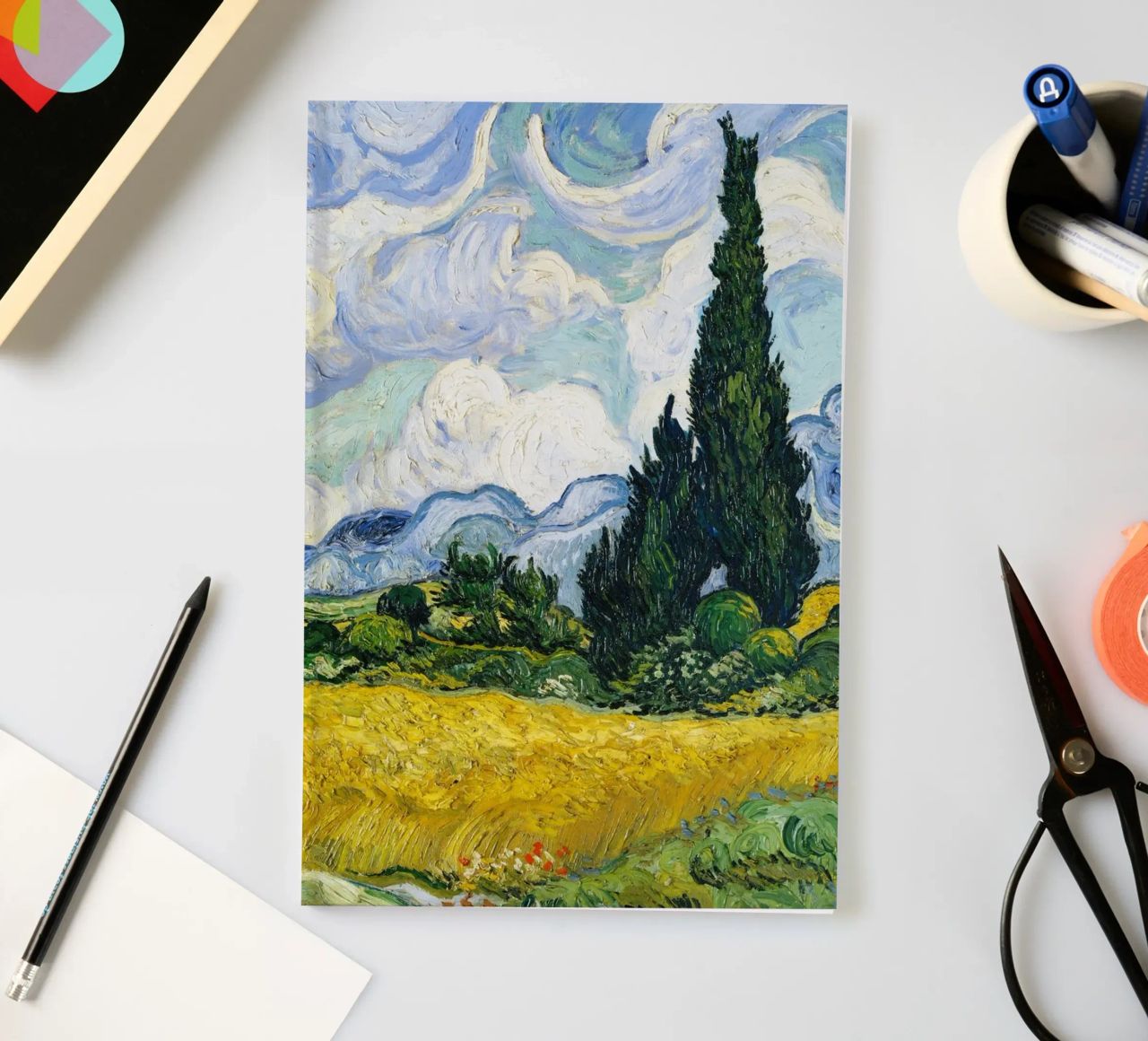 Vincent Van Gogh's Wheat Field with Cypresses (1889). notebook by Venus Art
