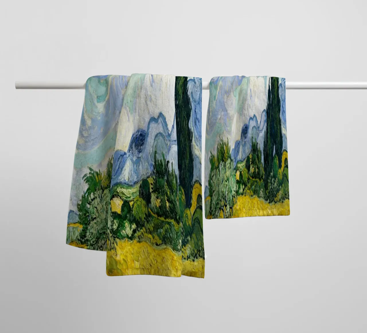 Vincent Van Gogh's Wheat Field with Cypresses (1889). toalla de baño de Venus Art