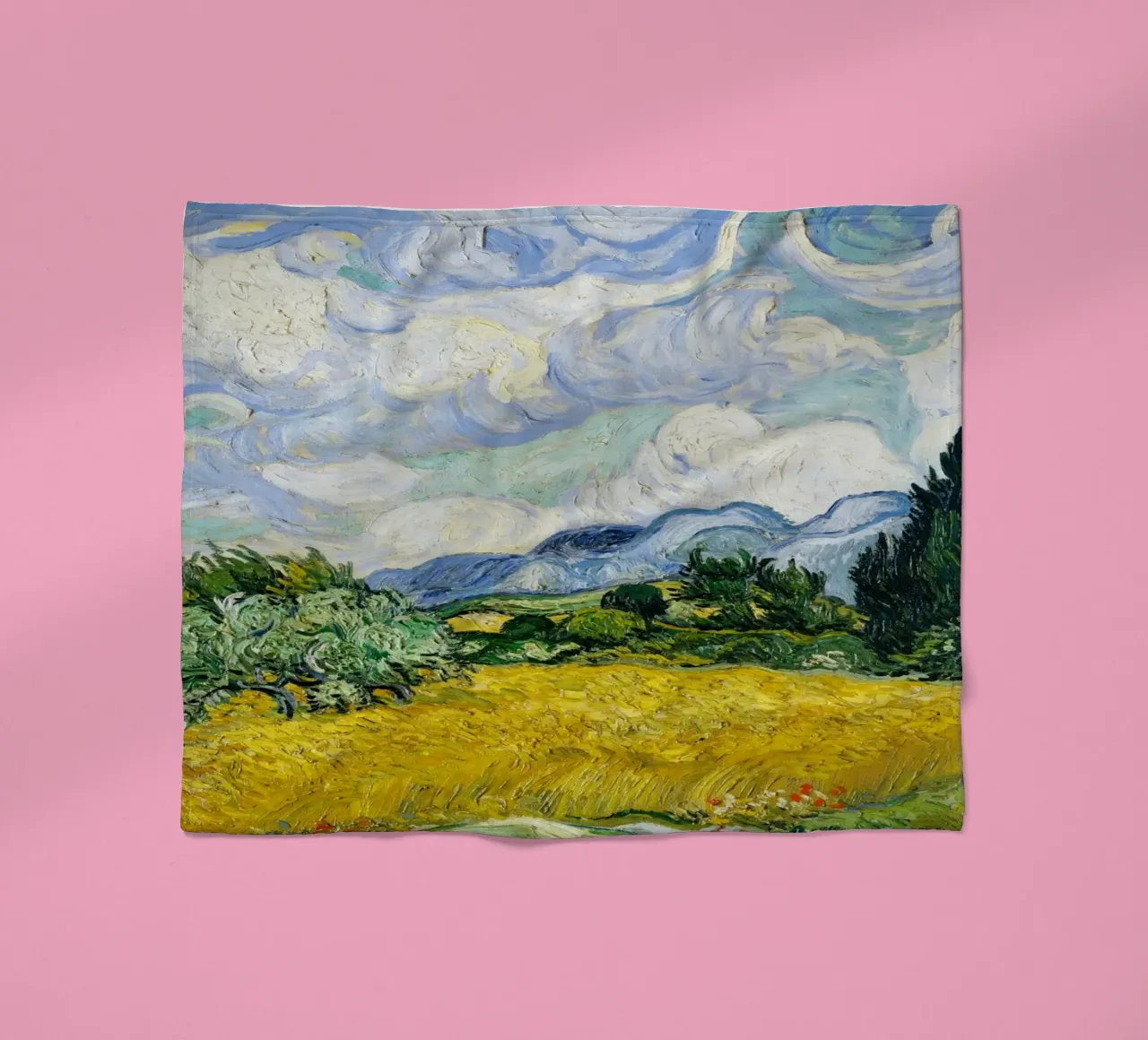 Vincent Van Gogh's Wheat Field with Cypresses (1889). coperta in pile da Venus Art
