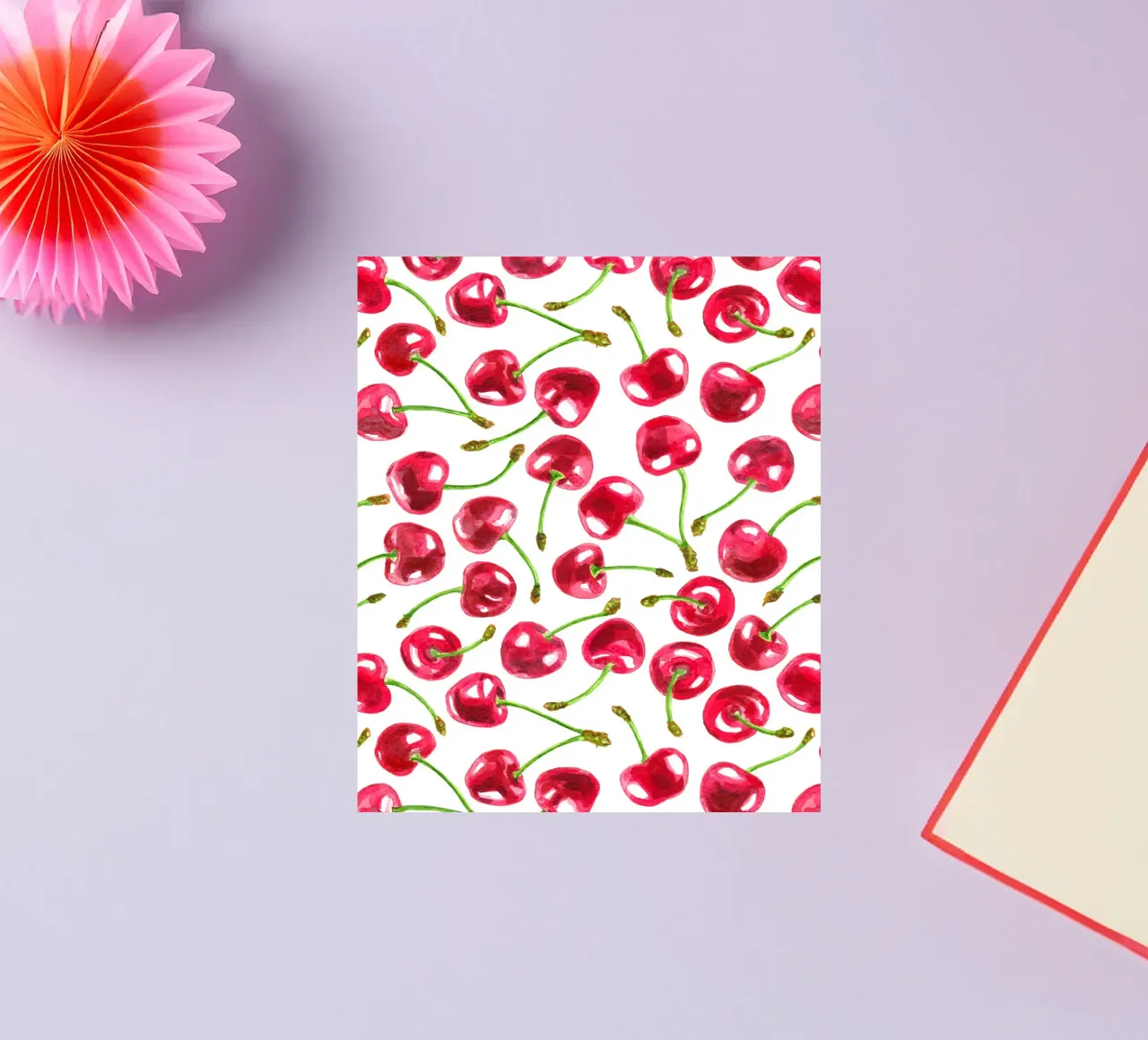 Watercolor cherries pattern sticker by Painted Nature