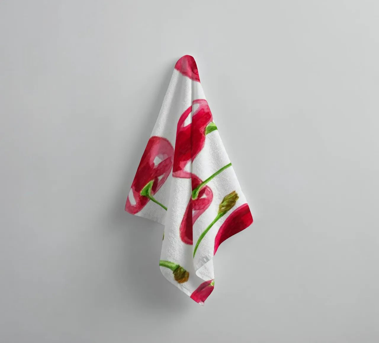 Watercolor cherries pattern towel by Painted Nature