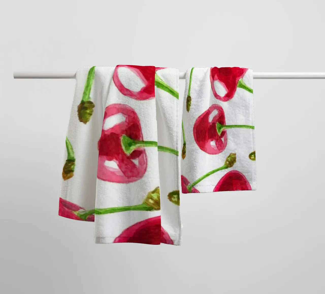 Watercolor cherries pattern towel by Painted Nature