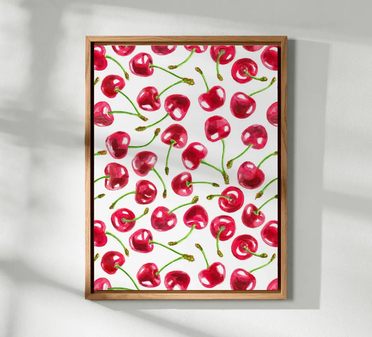 Watercolor cherries pattern alu-dibond by Painted Nature
