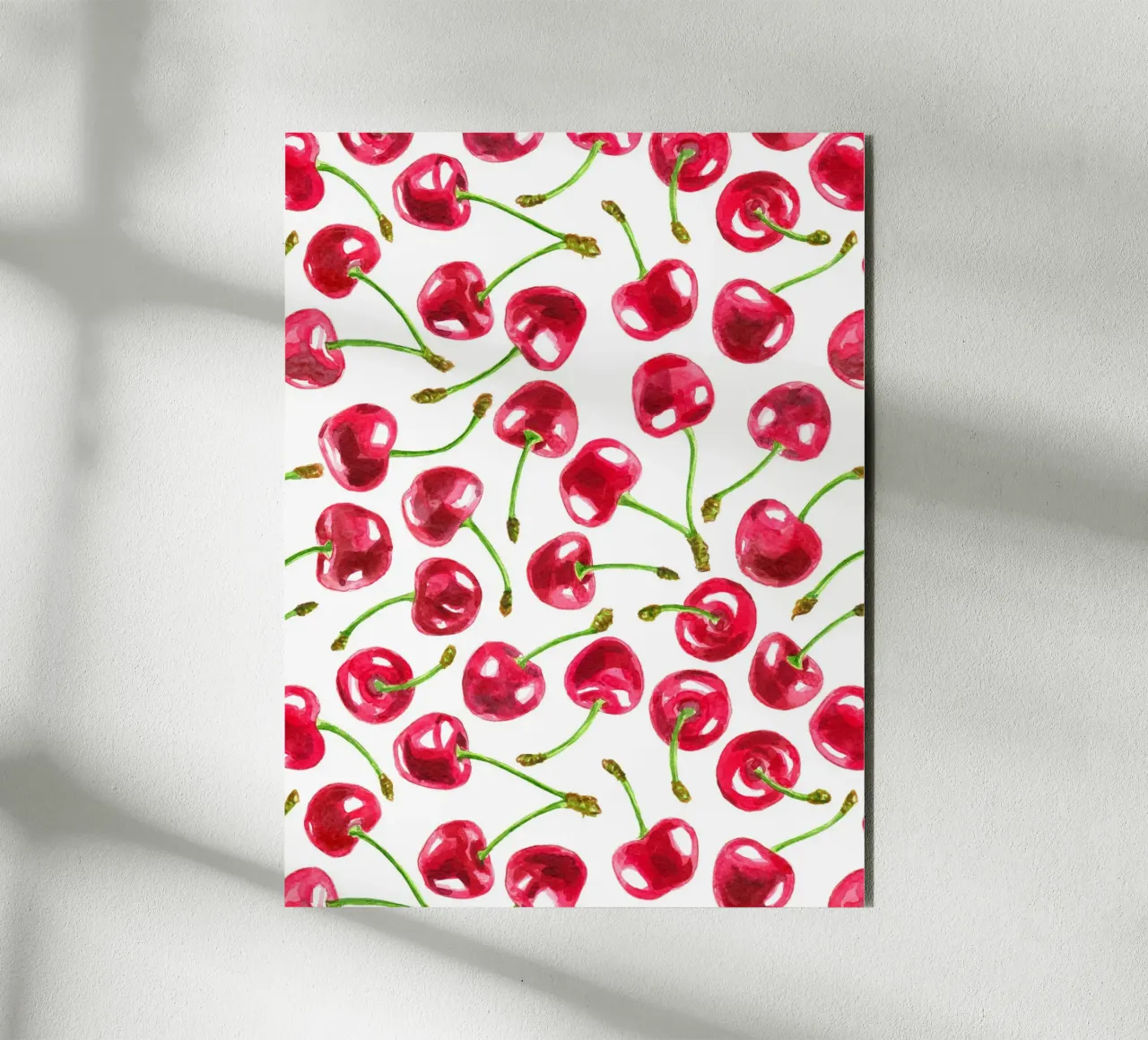 Watercolor cherries pattern alu-dibond by Painted Nature