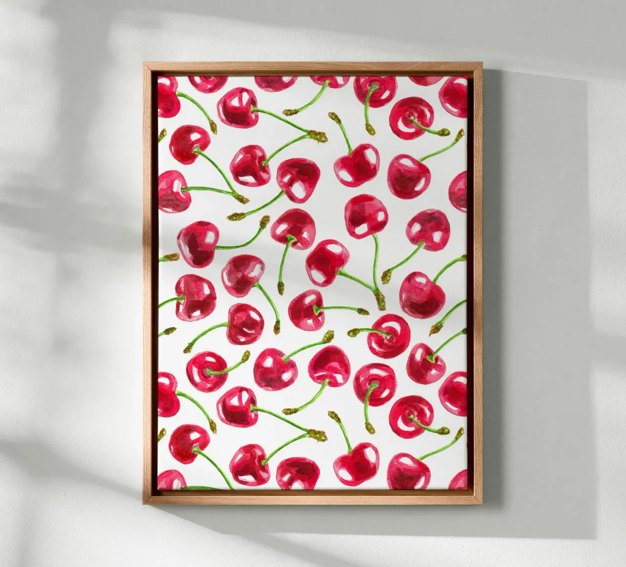 Watercolor cherries pattern canvas by Painted Nature
