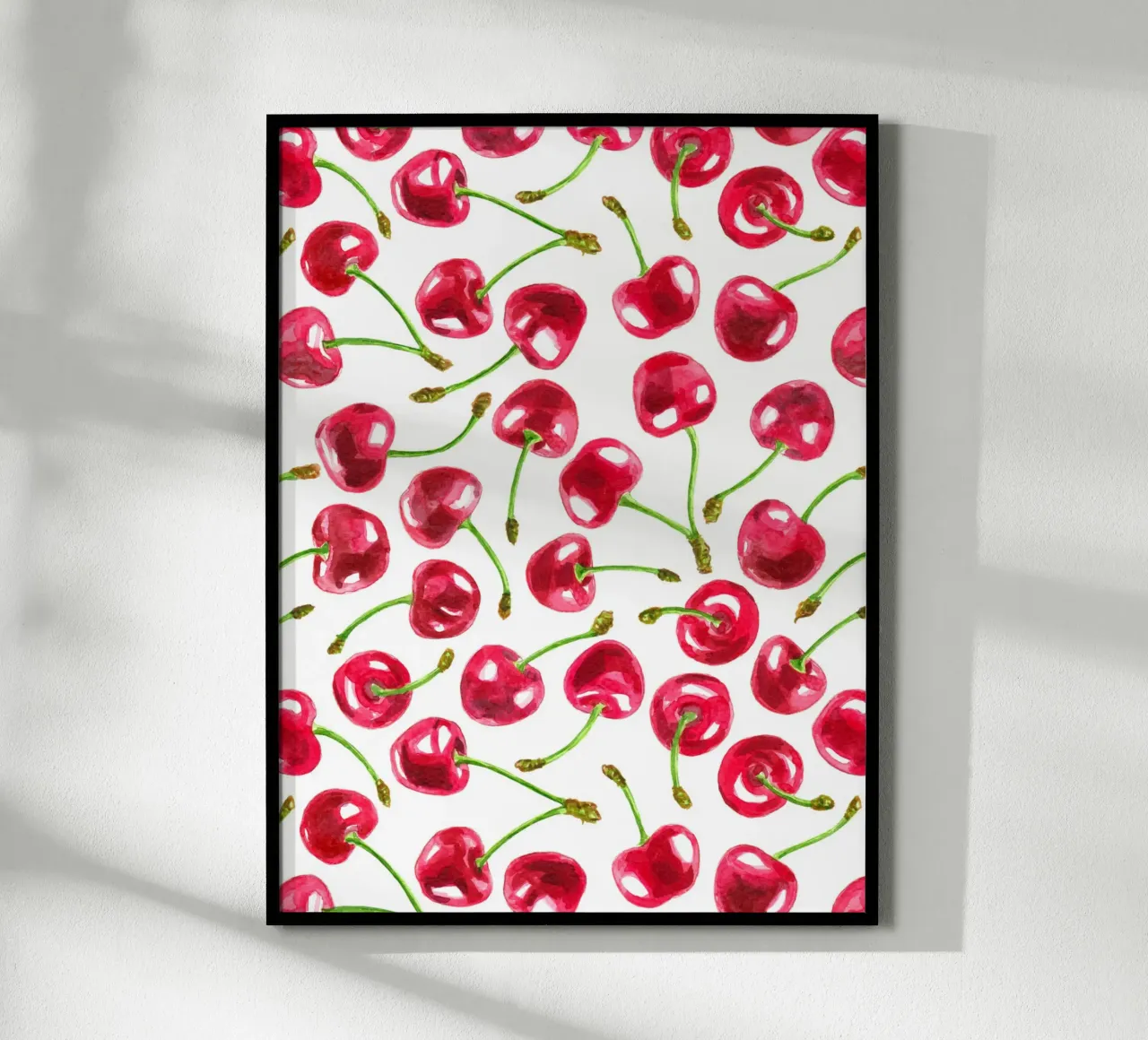 Watercolor cherries pattern poster by Painted Nature
