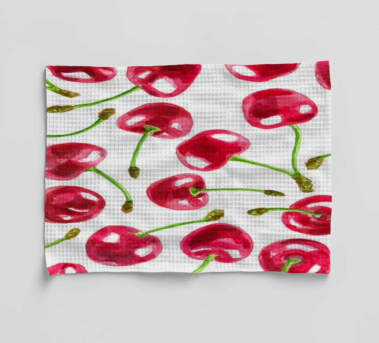 Watercolor cherries pattern tea towel by Painted Nature