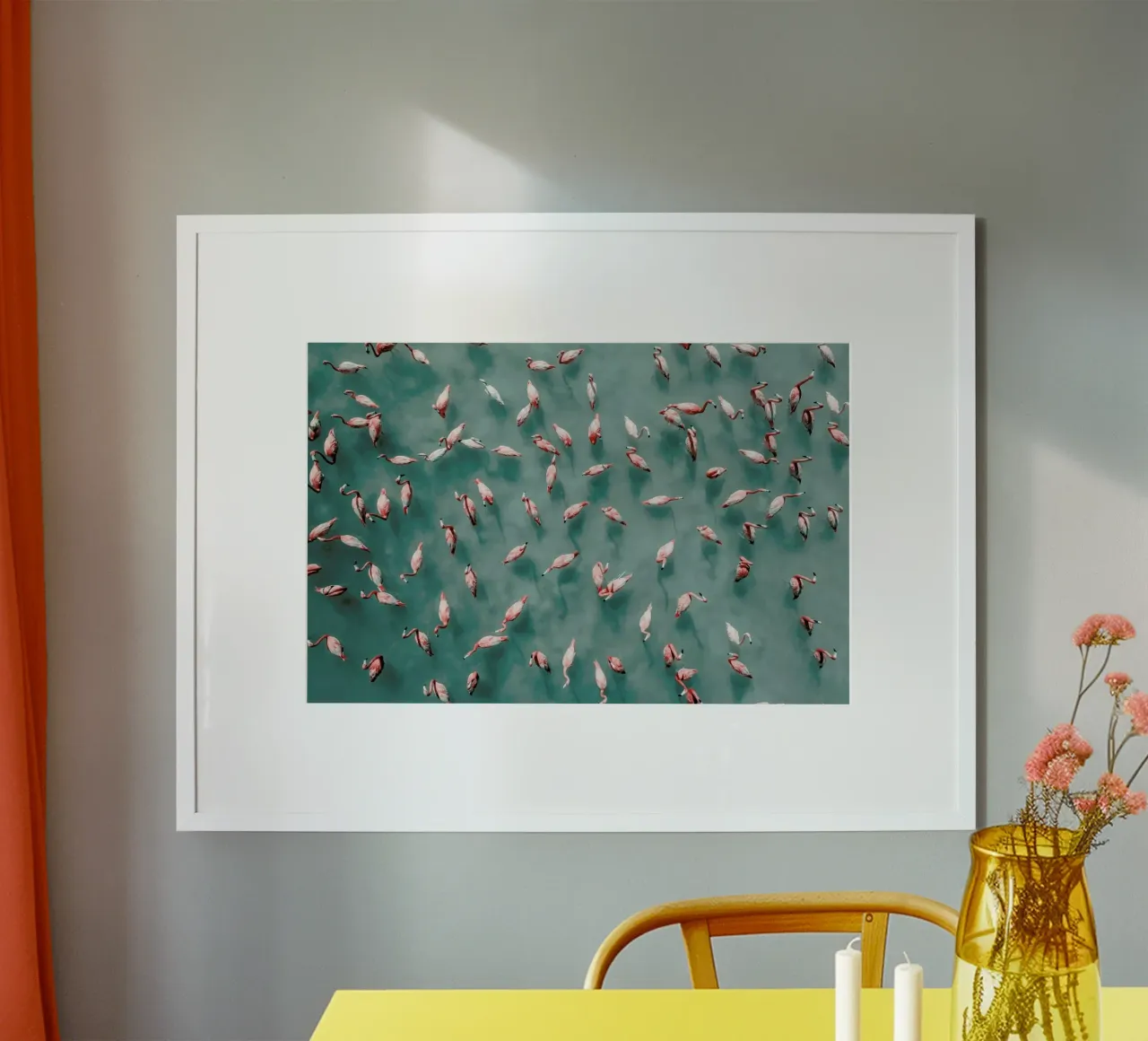 Flamingo poster con telaio in alluminio da ROBERTO H