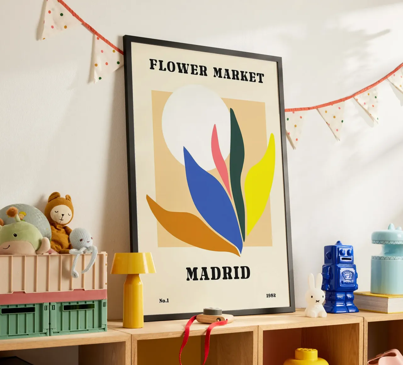 Mercato dei fiori di Madrid poster con telaio in alluminio da diedrich