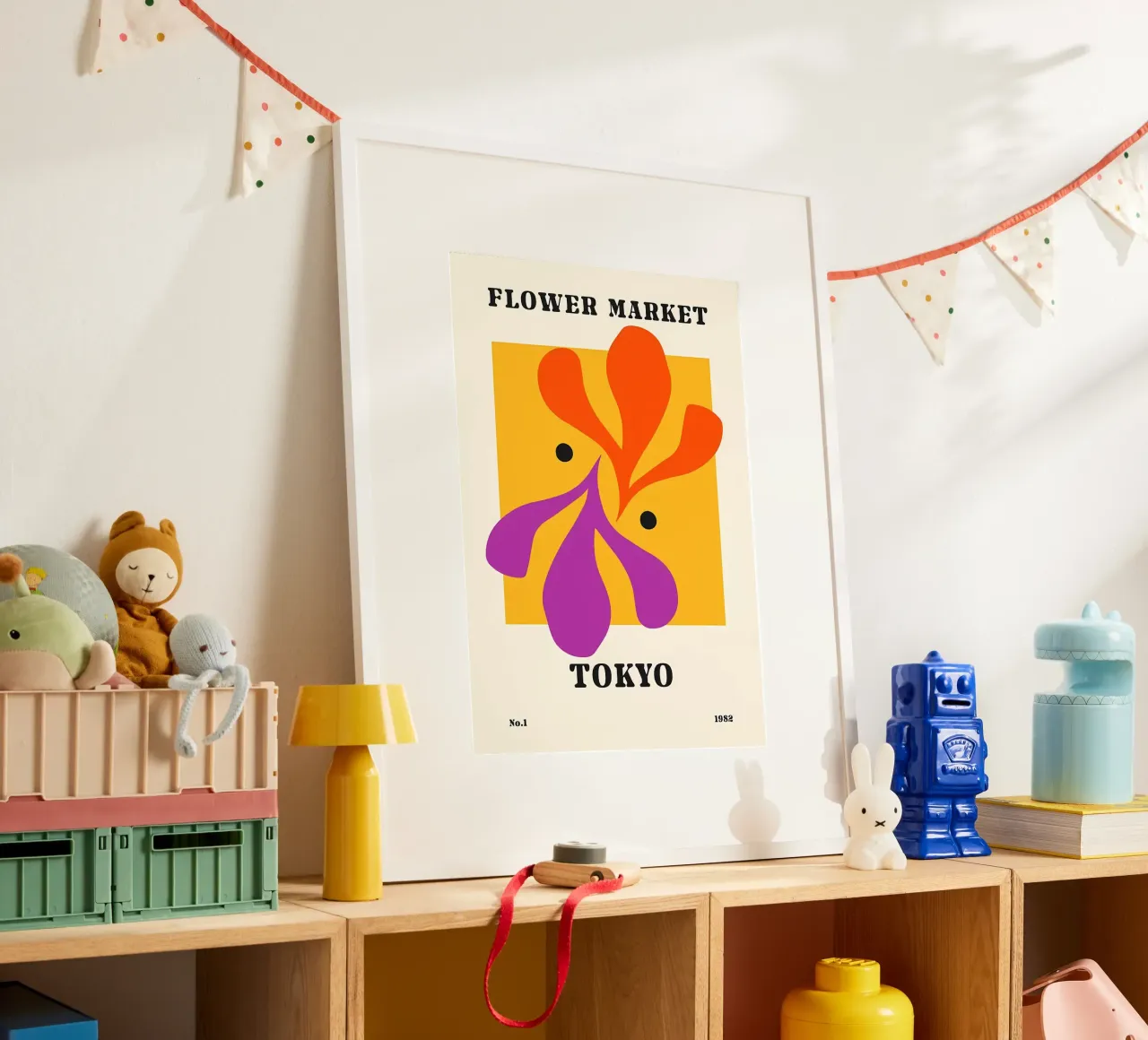 Mercato dei fiori di Tokyo poster con telaio in alluminio da diedrich