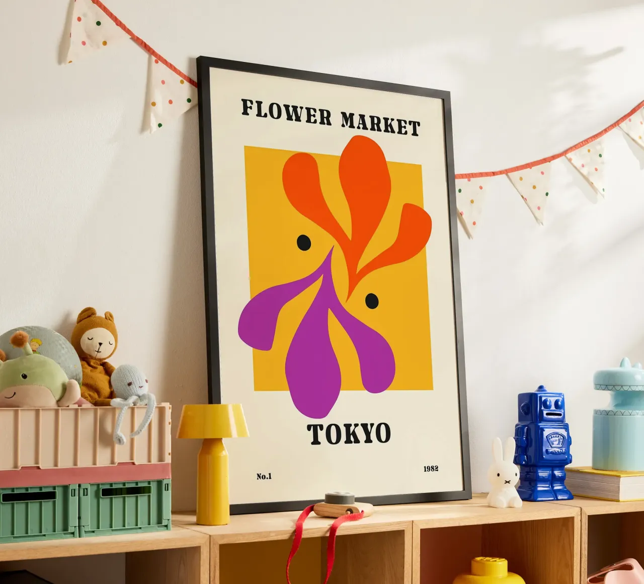 Mercato dei fiori di Tokyo poster con telaio in alluminio da diedrich