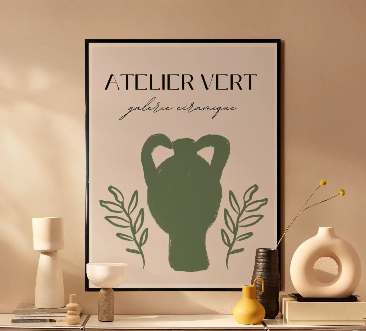 Vaso in ceramica poster con telaio in plastica da Studio Remiér