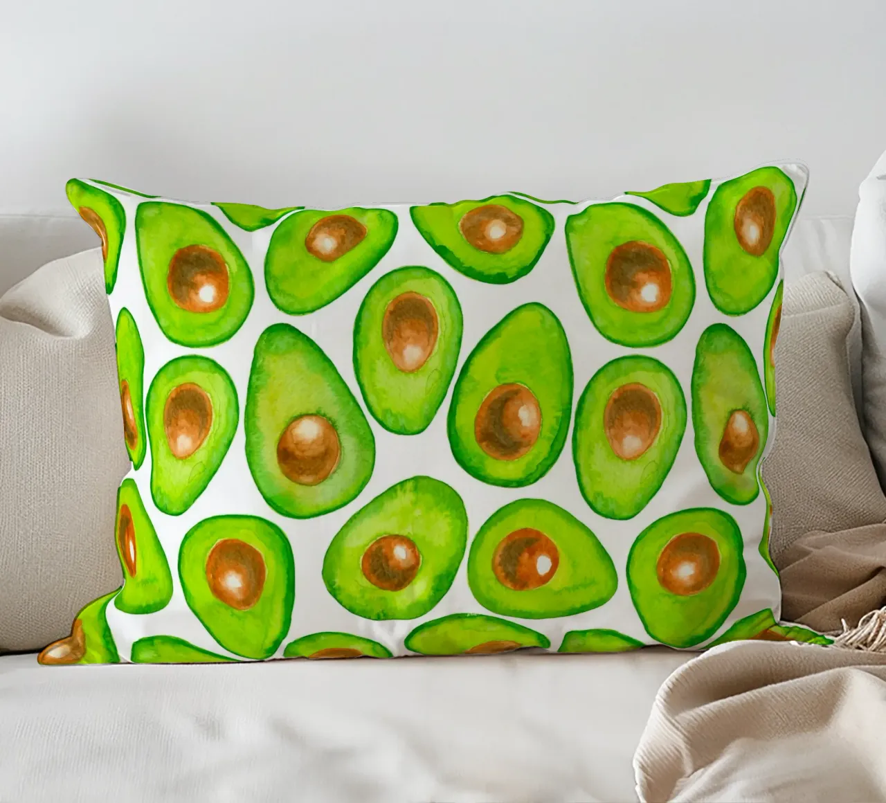 Fette di avocado acquerello cuscino da Painted Nature