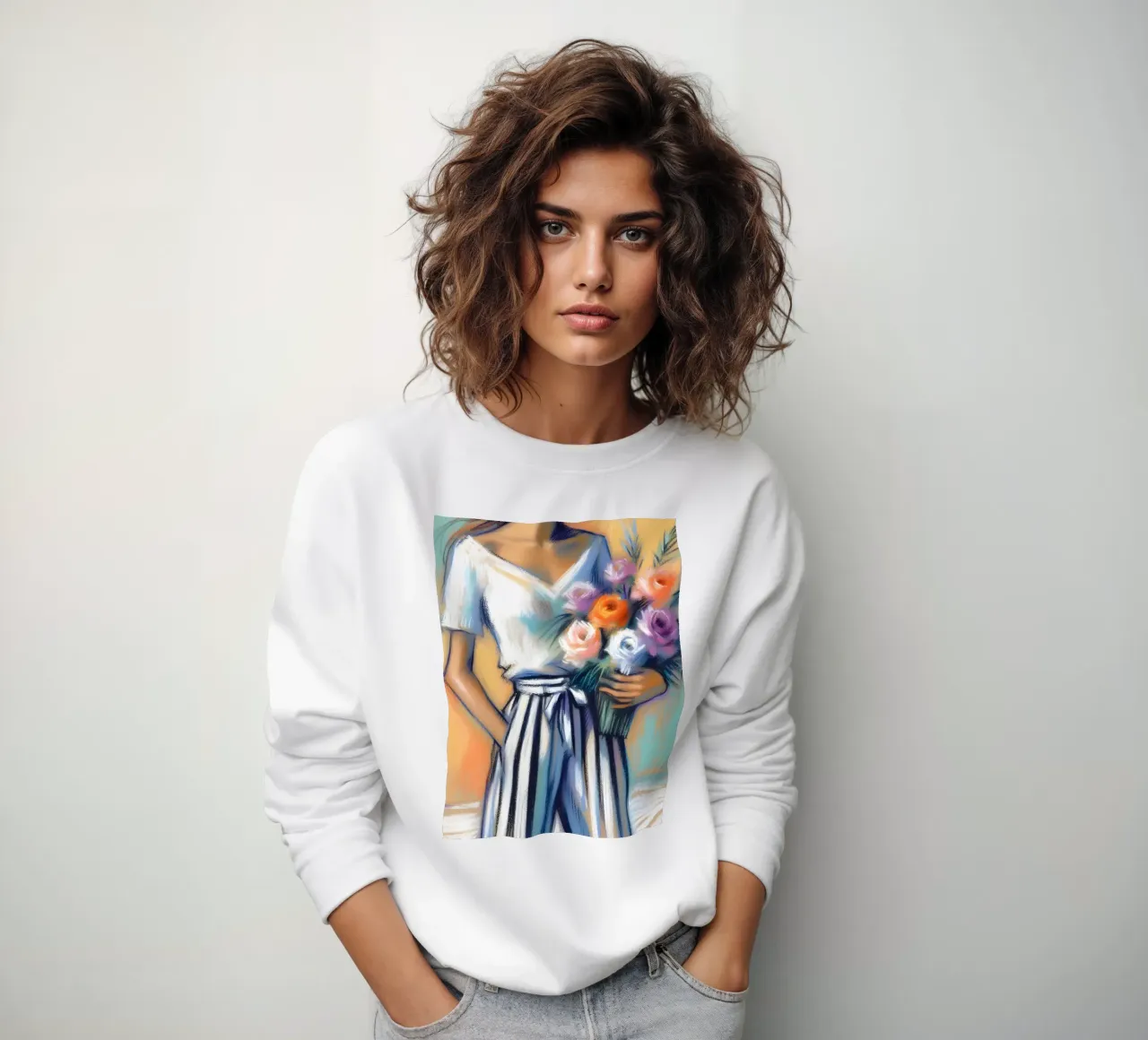 Donna con fiori felpa da ARTOMATIC