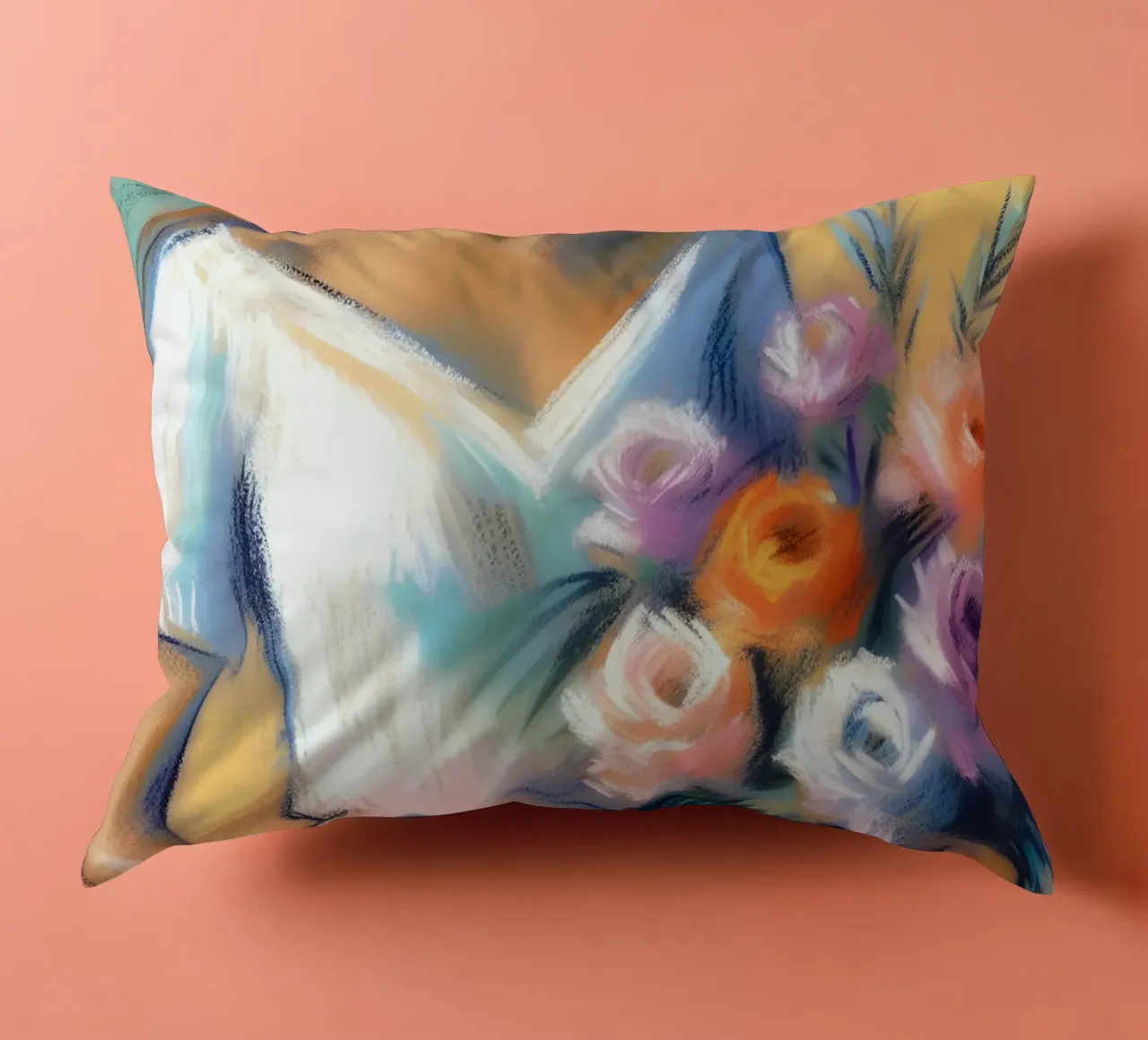 Donna con fiori cuscino da ARTOMATIC