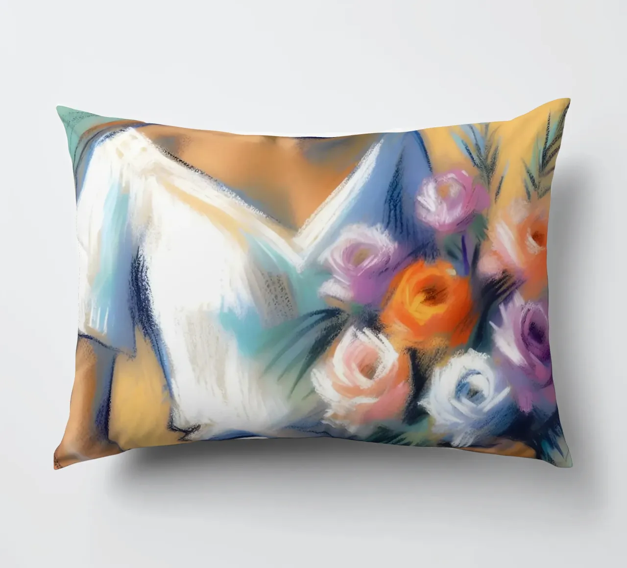 Donna con fiori cuscino da ARTOMATIC