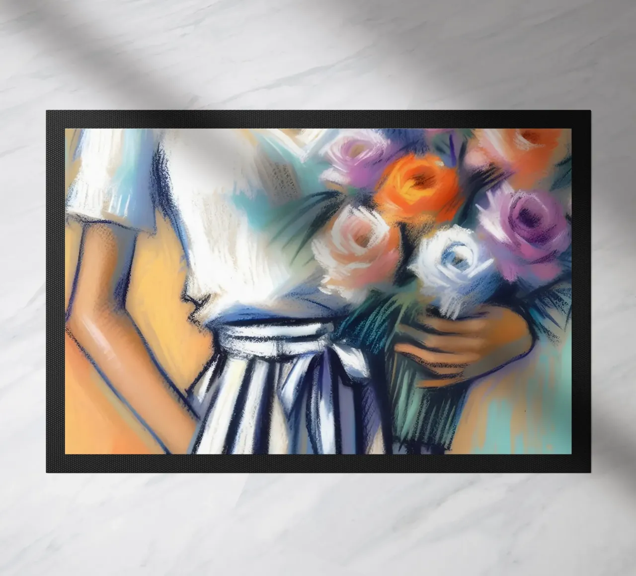 Donna con fiori zerbino da ARTOMATIC