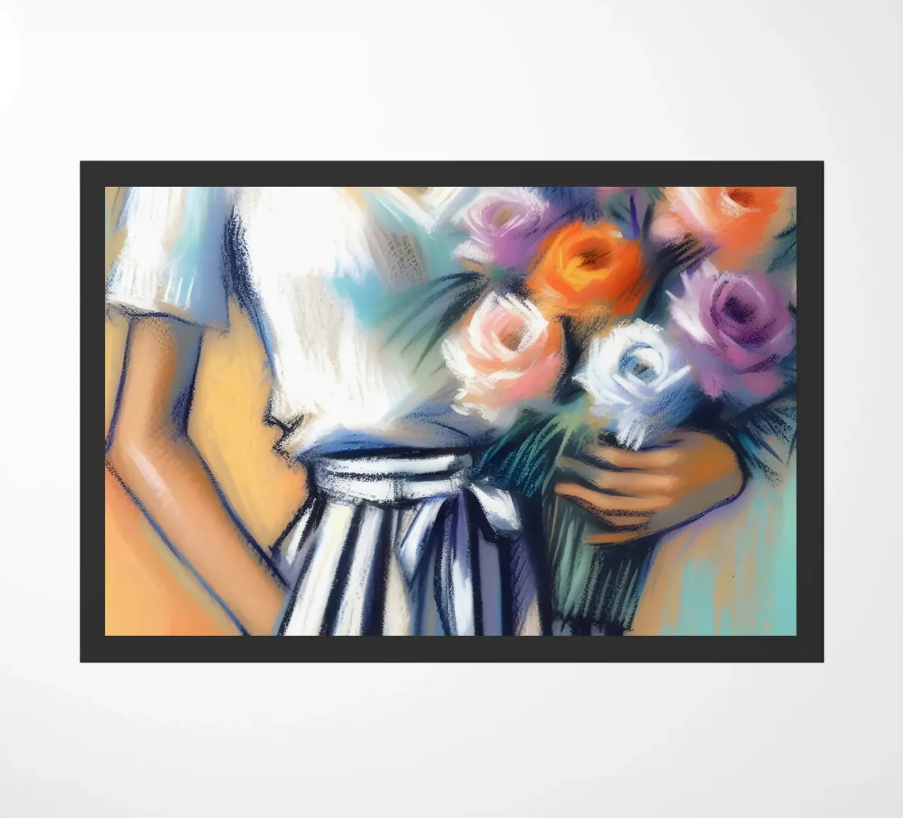 Donna con fiori zerbino da ARTOMATIC