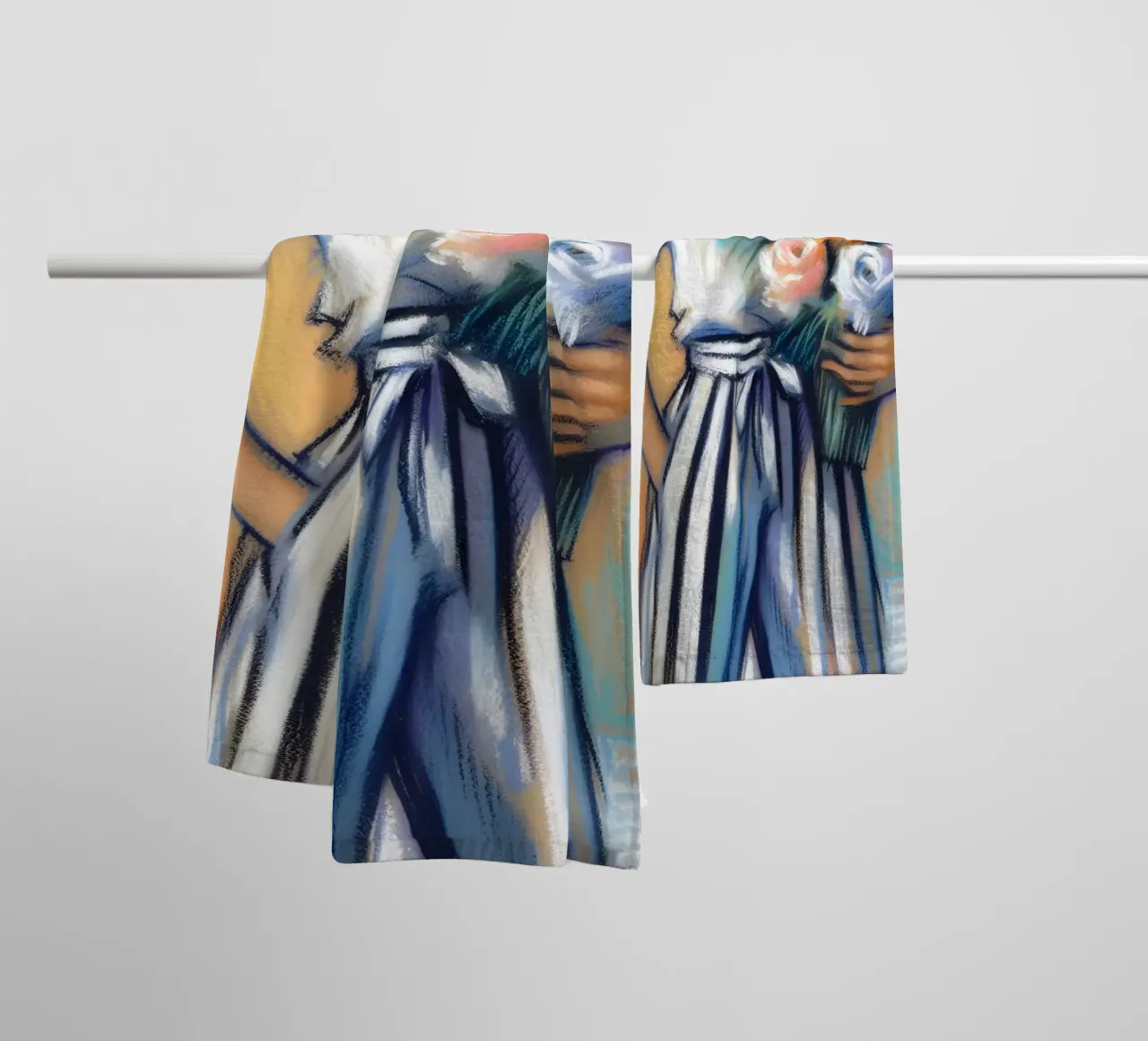 Donna con fiori asciugamano da bagno da ARTOMATIC