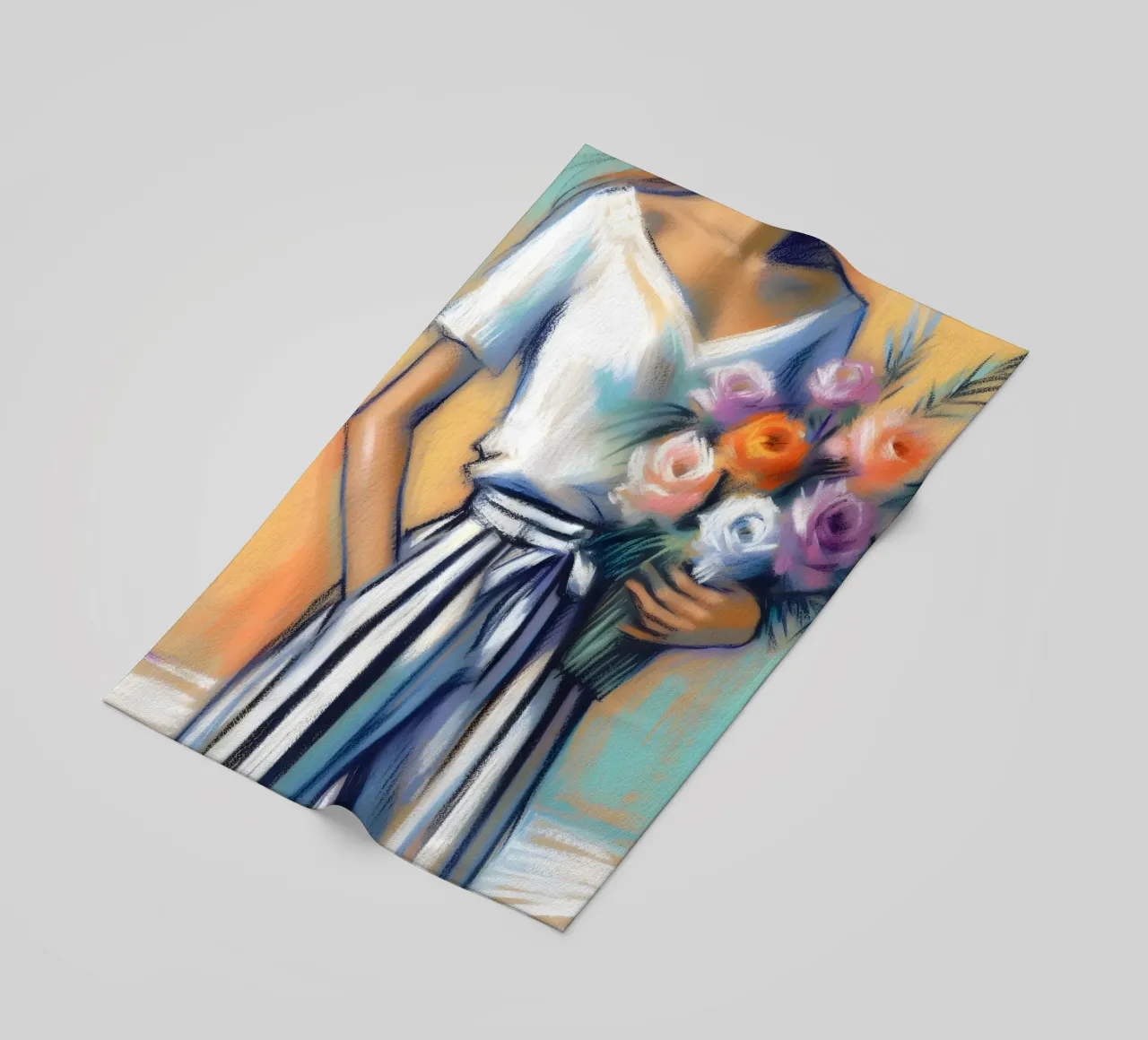 Donna con fiori telo mare da ARTOMATIC