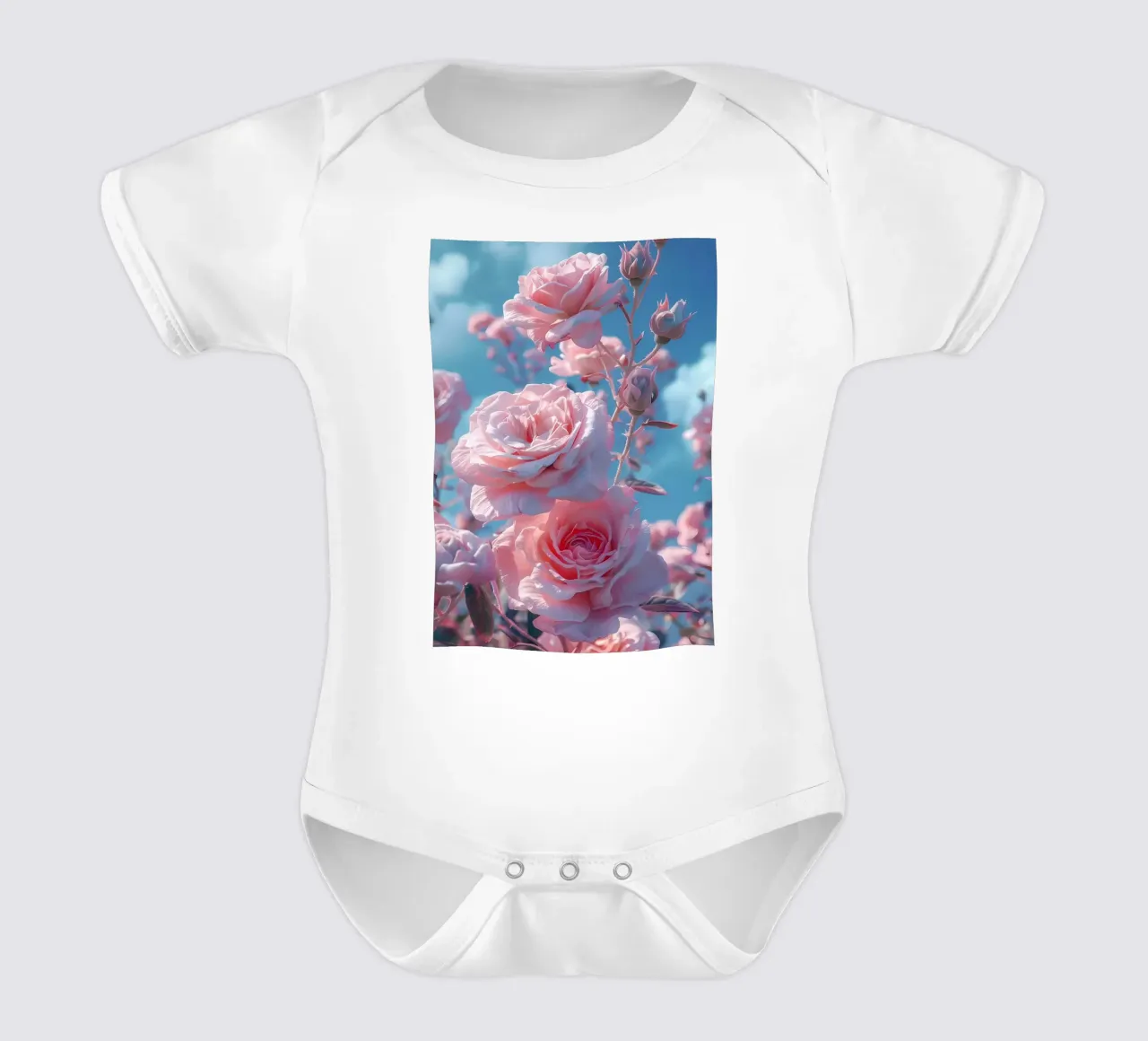 Roze rozen vaporwave babyrompertje korte mouwen van diedrich