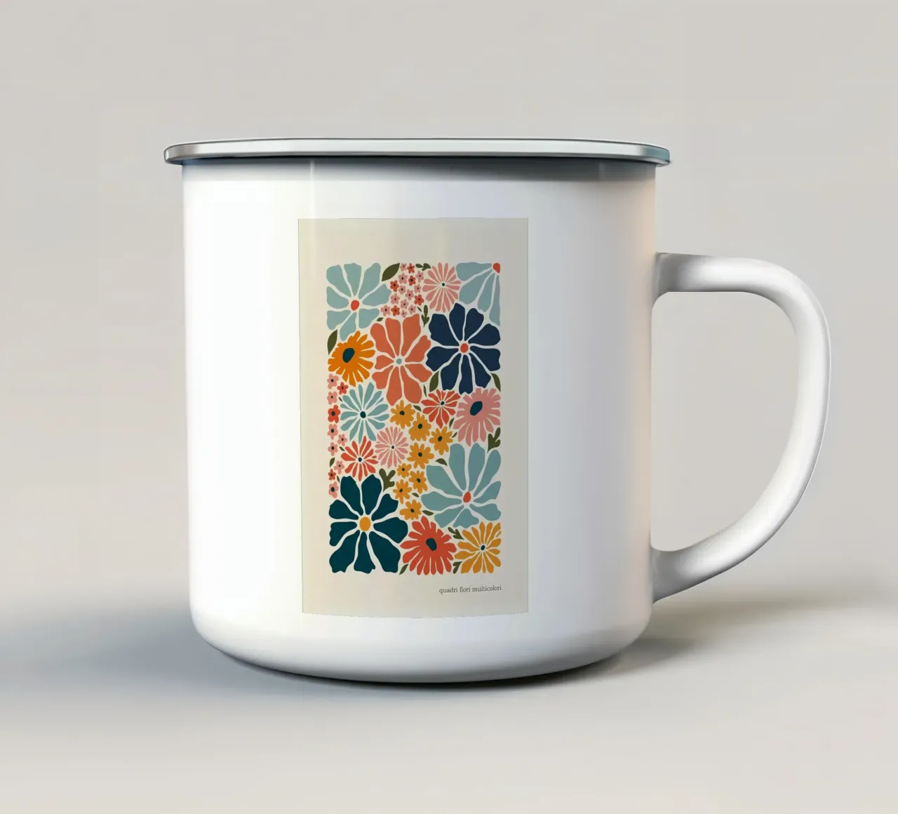 quadri fiori multicolori tazza in smalto da diedrich