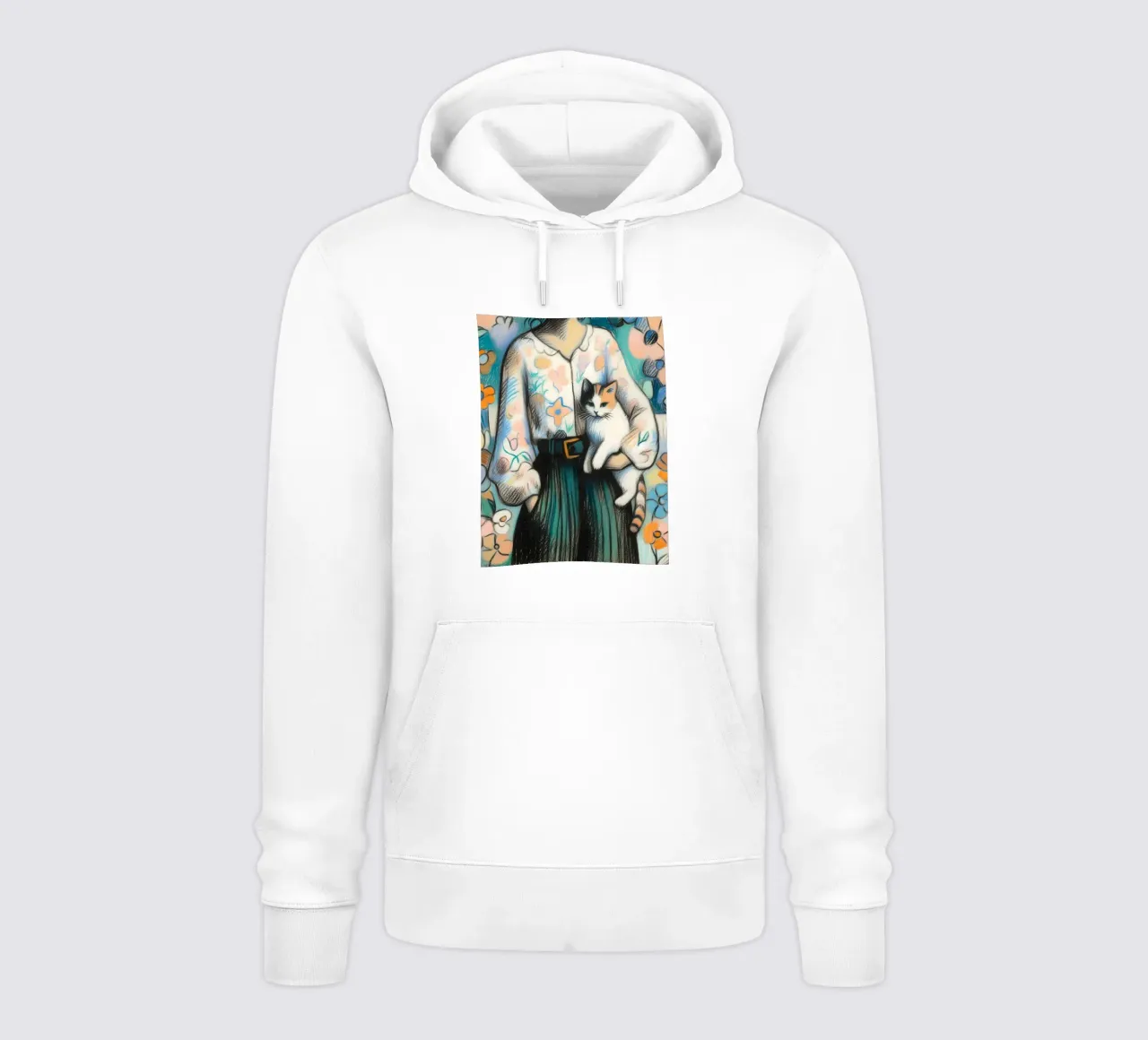 Mujer con gato en brazos sudadera con capucha de ARTOMATIC