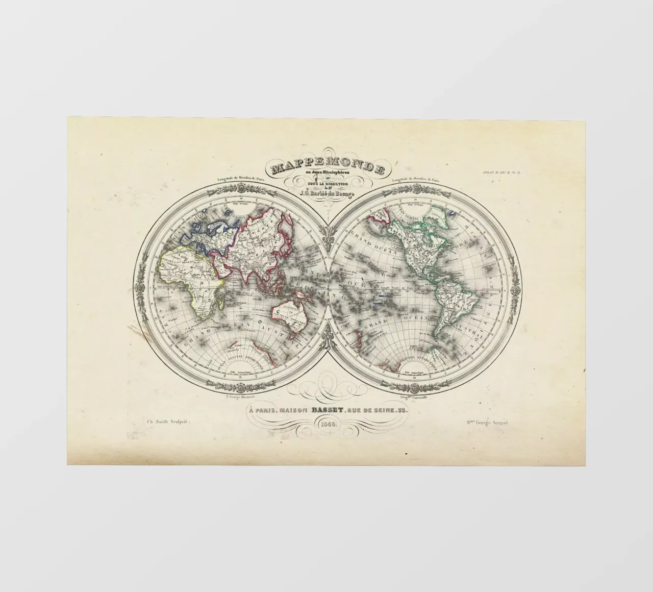 Map Of The World In Hemispheres, Barbie Du Bocage telo in pvc da Artokoloro Quint Lox Ltd