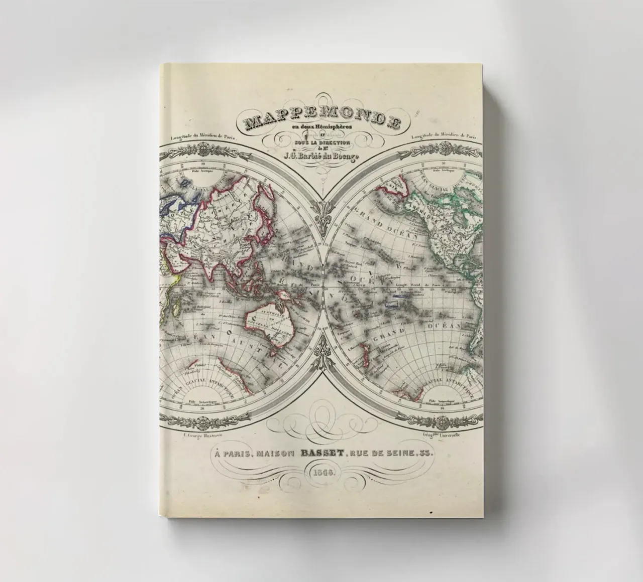 Map Of The World In Hemispheres, Barbie Du Bocage notebook by Artokoloro Quint Lox Ltd