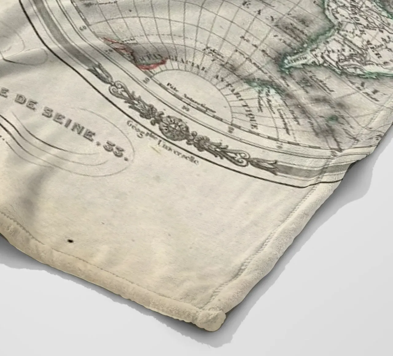 Map Of The World In Hemispheres, Barbie Du Bocage coperta in pile da Artokoloro Quint Lox Ltd