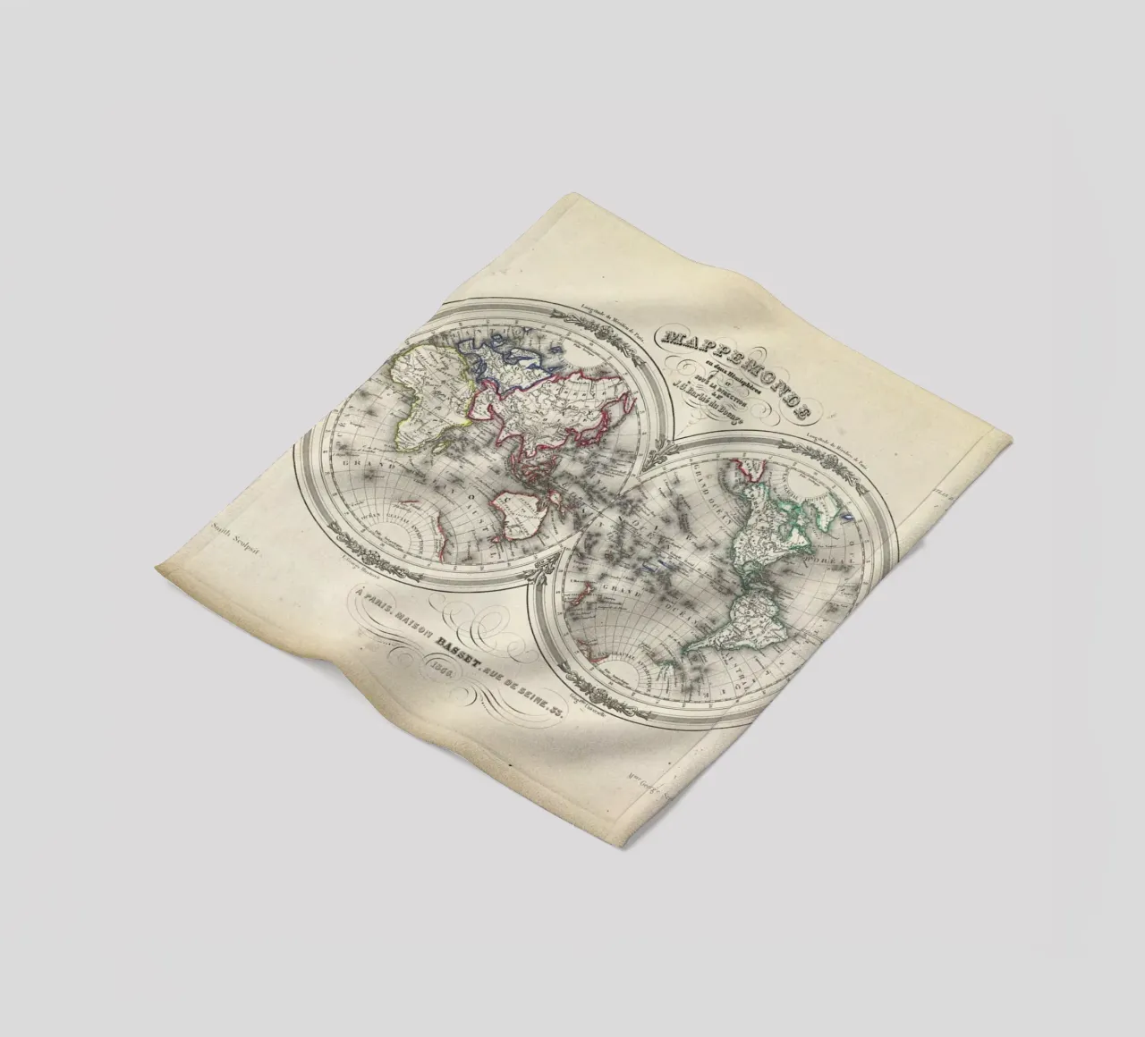 Map Of The World In Hemispheres, Barbie Du Bocage coperta in pile da Artokoloro Quint Lox Ltd