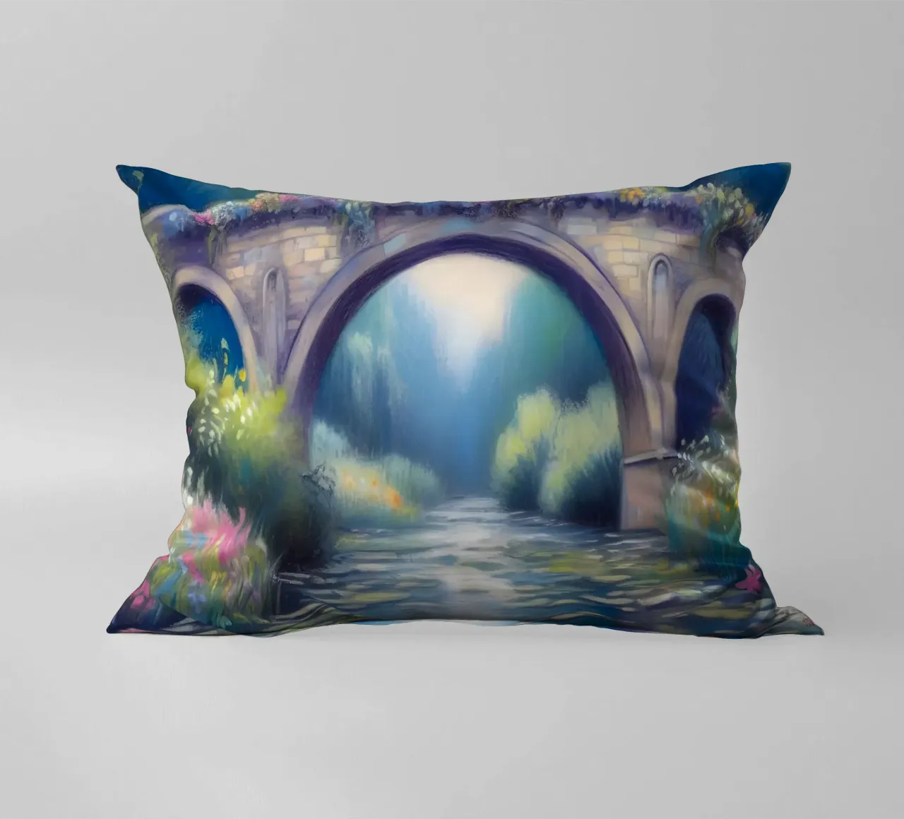 Stagno con ninfee in stile Monet cuscino da ARTOMATIC